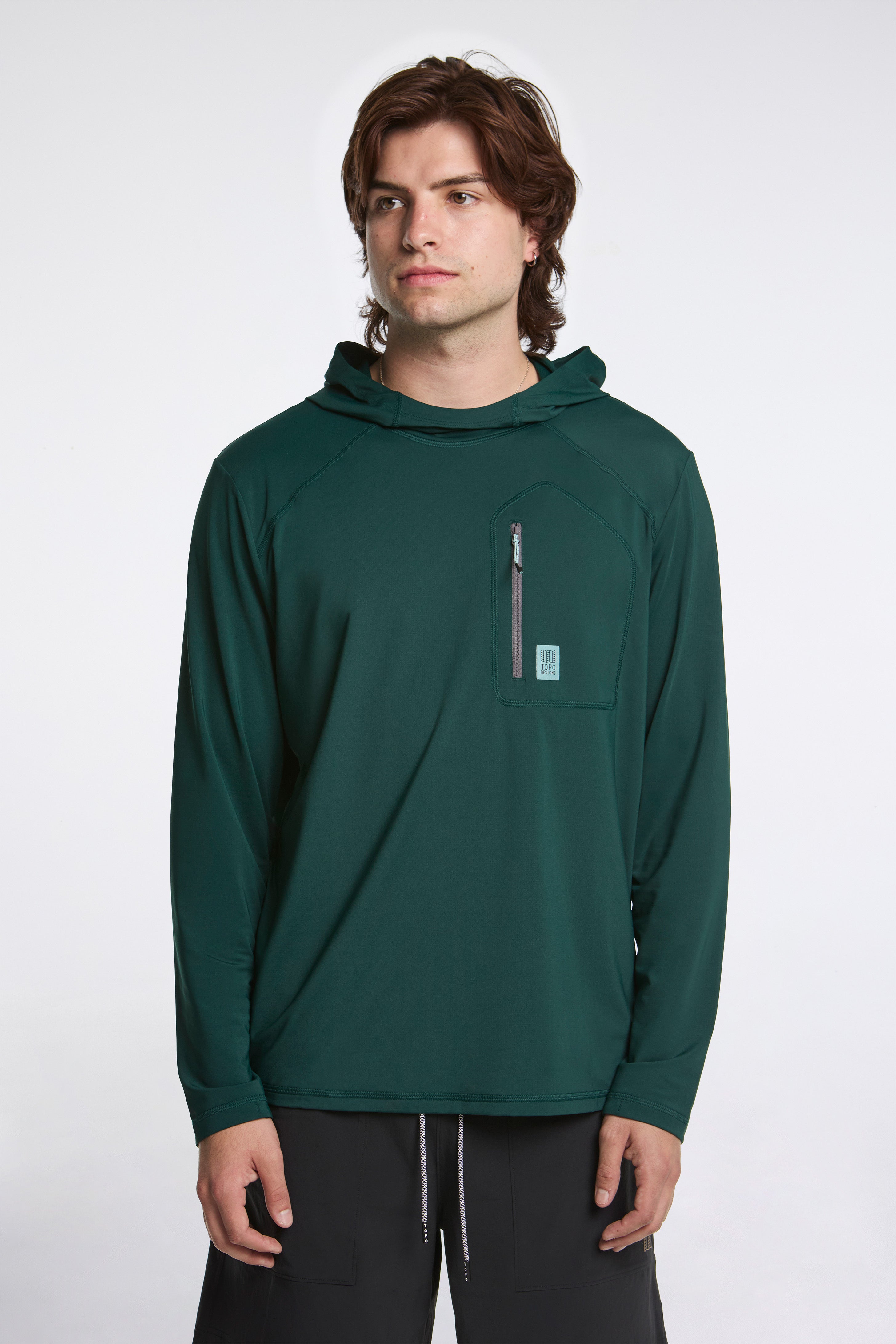 Sun Hoodie Mens Dark Pine