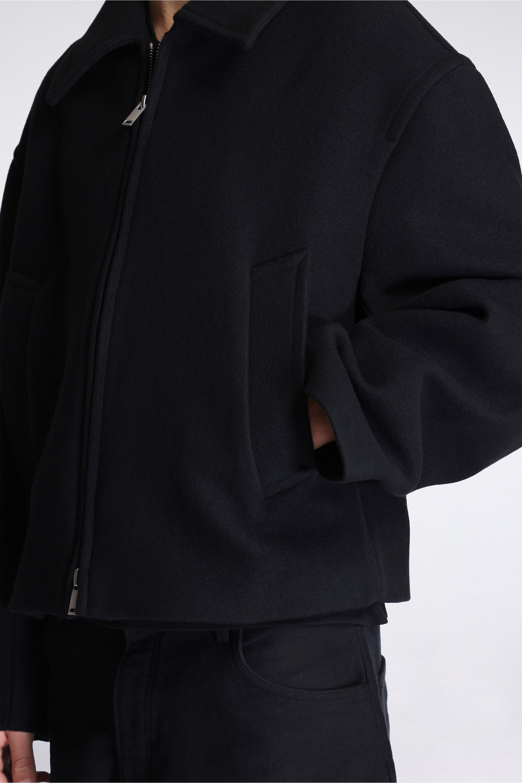 Grevan Short Zip Up Coat Black