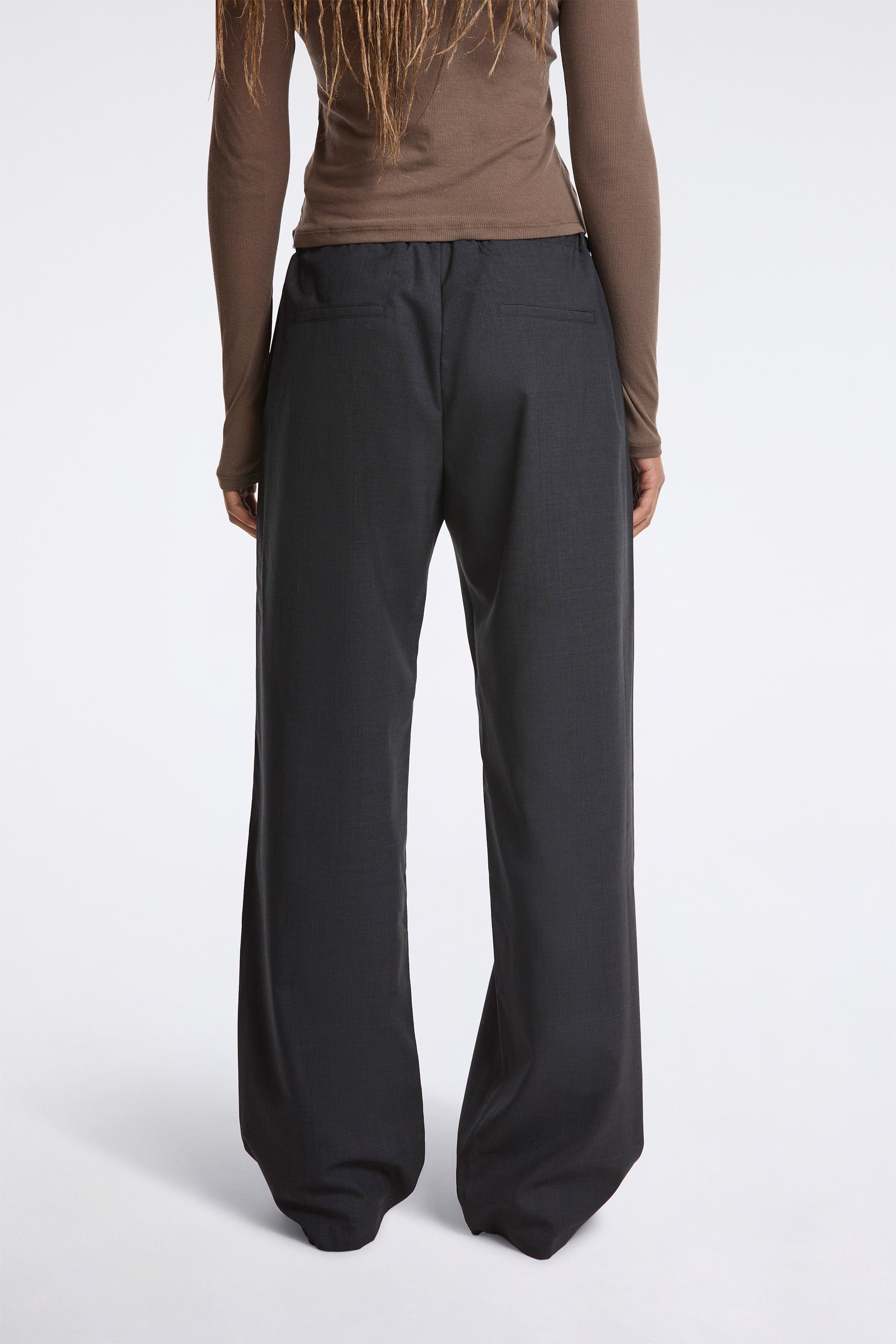 Wool Banding Pants Charcoal