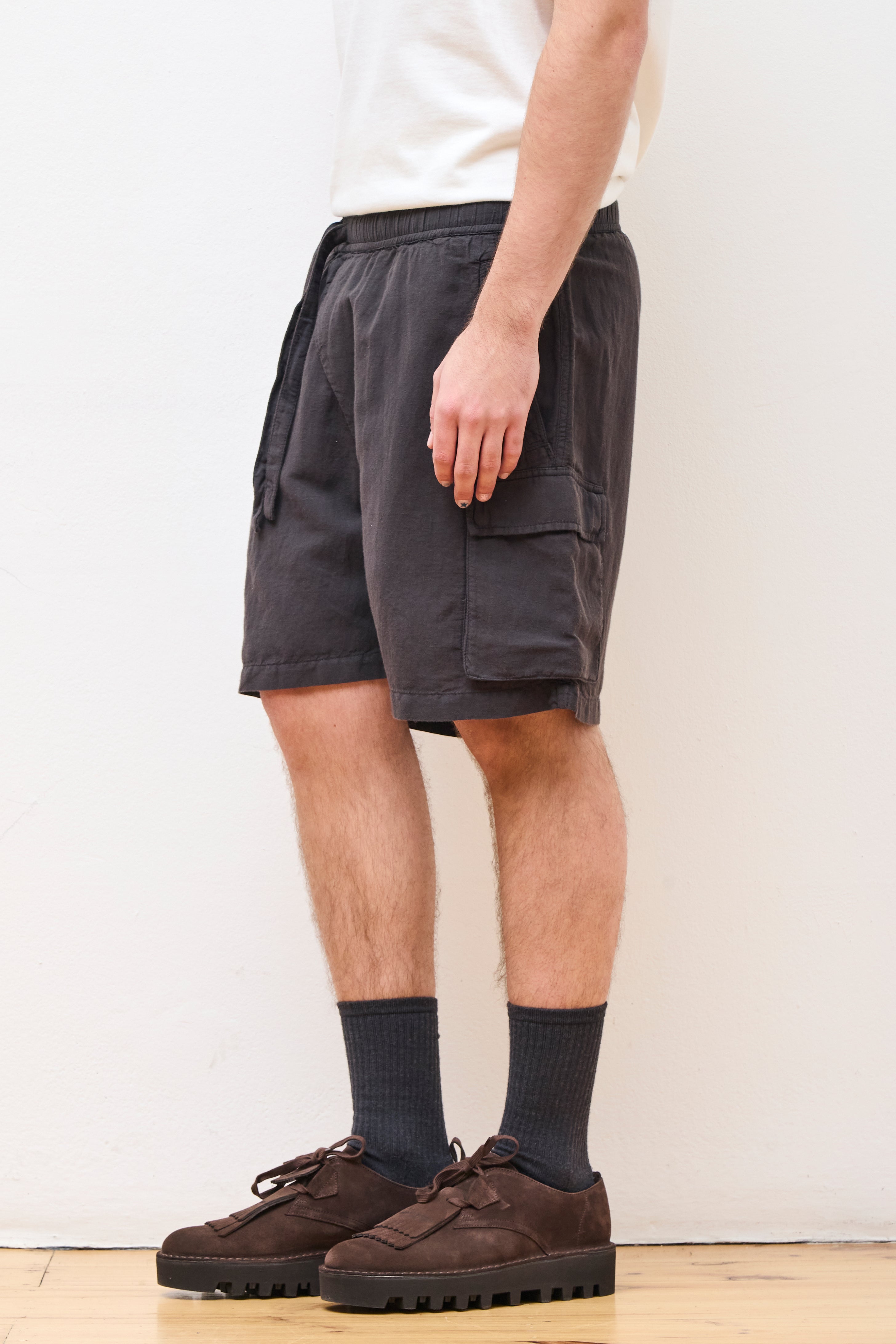 Hemp Cargo Asym Track Shorts Black