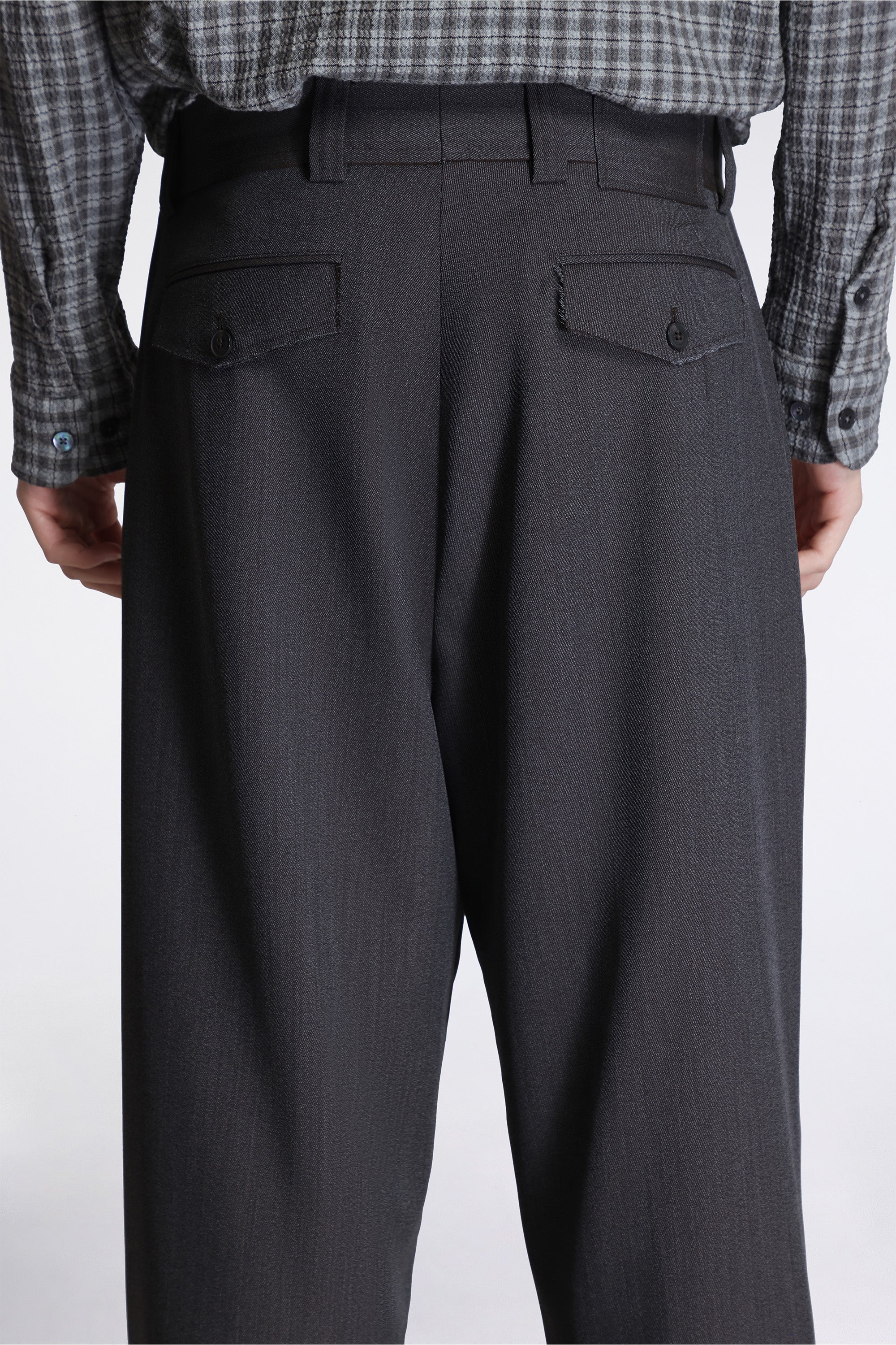 Patch Trousers Taupe Wool Twill