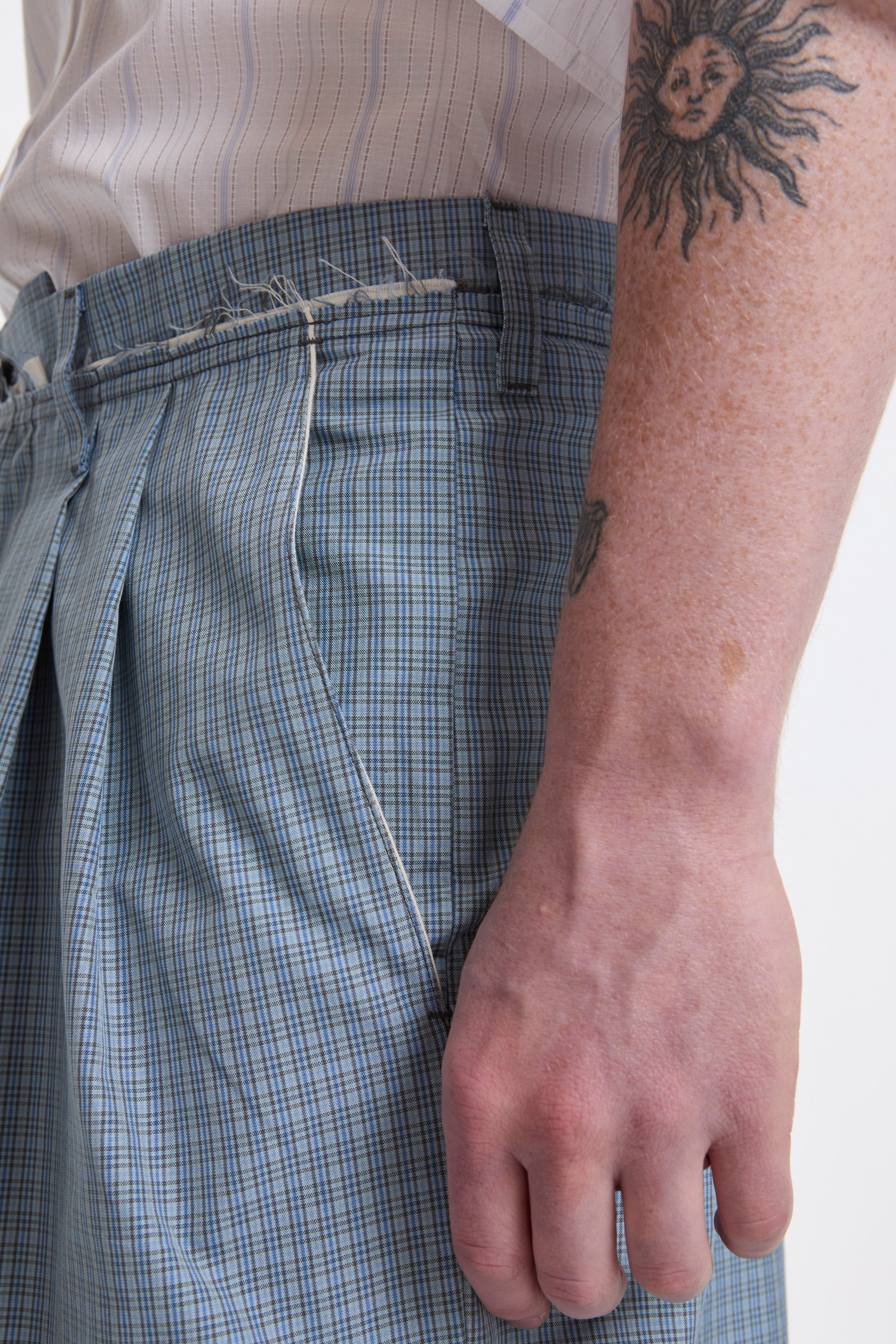 Slim Suit Shorts Blue/Grey/White Check