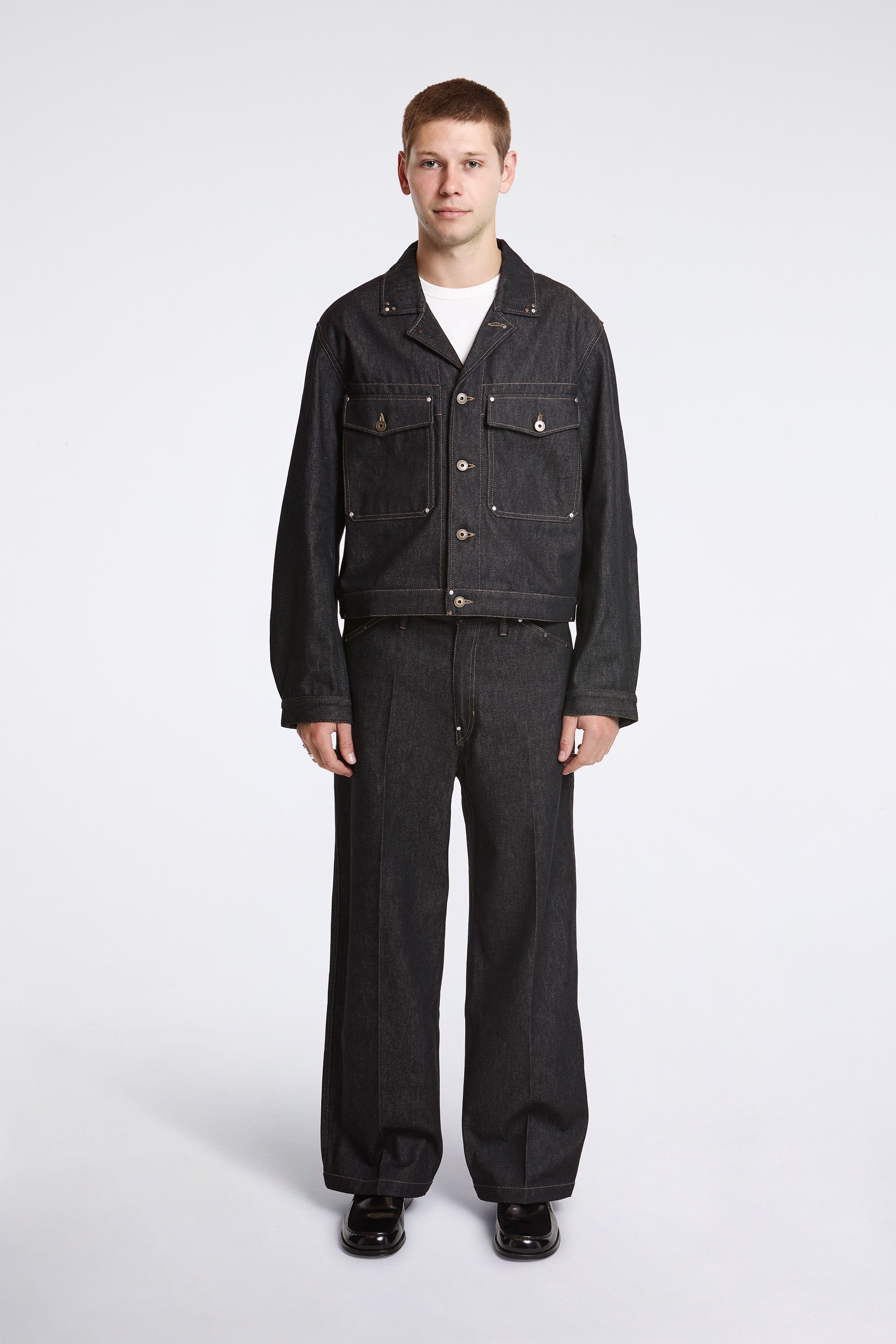 Trucker Jacket With Studs Slate