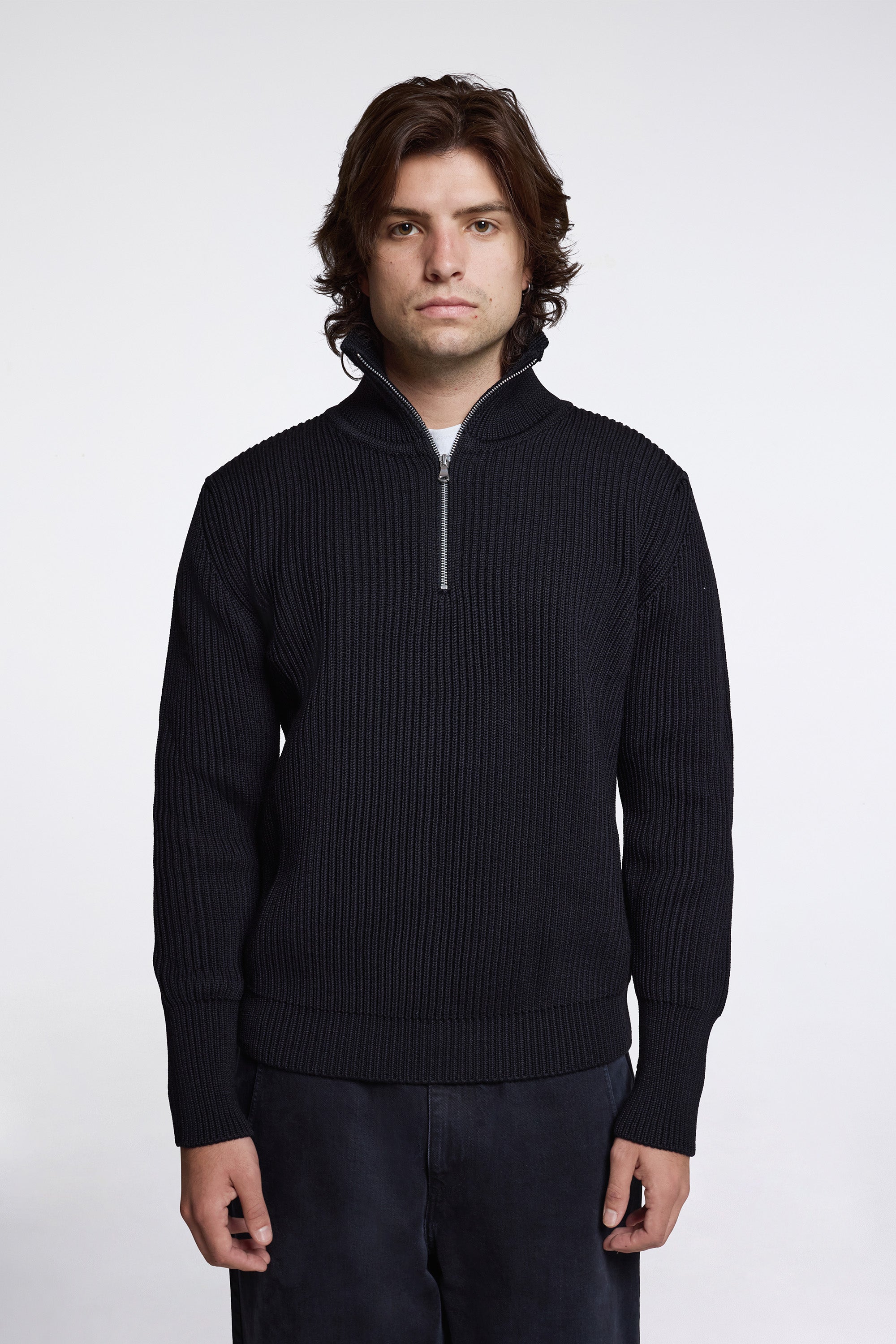 Navy Half-Zip Black