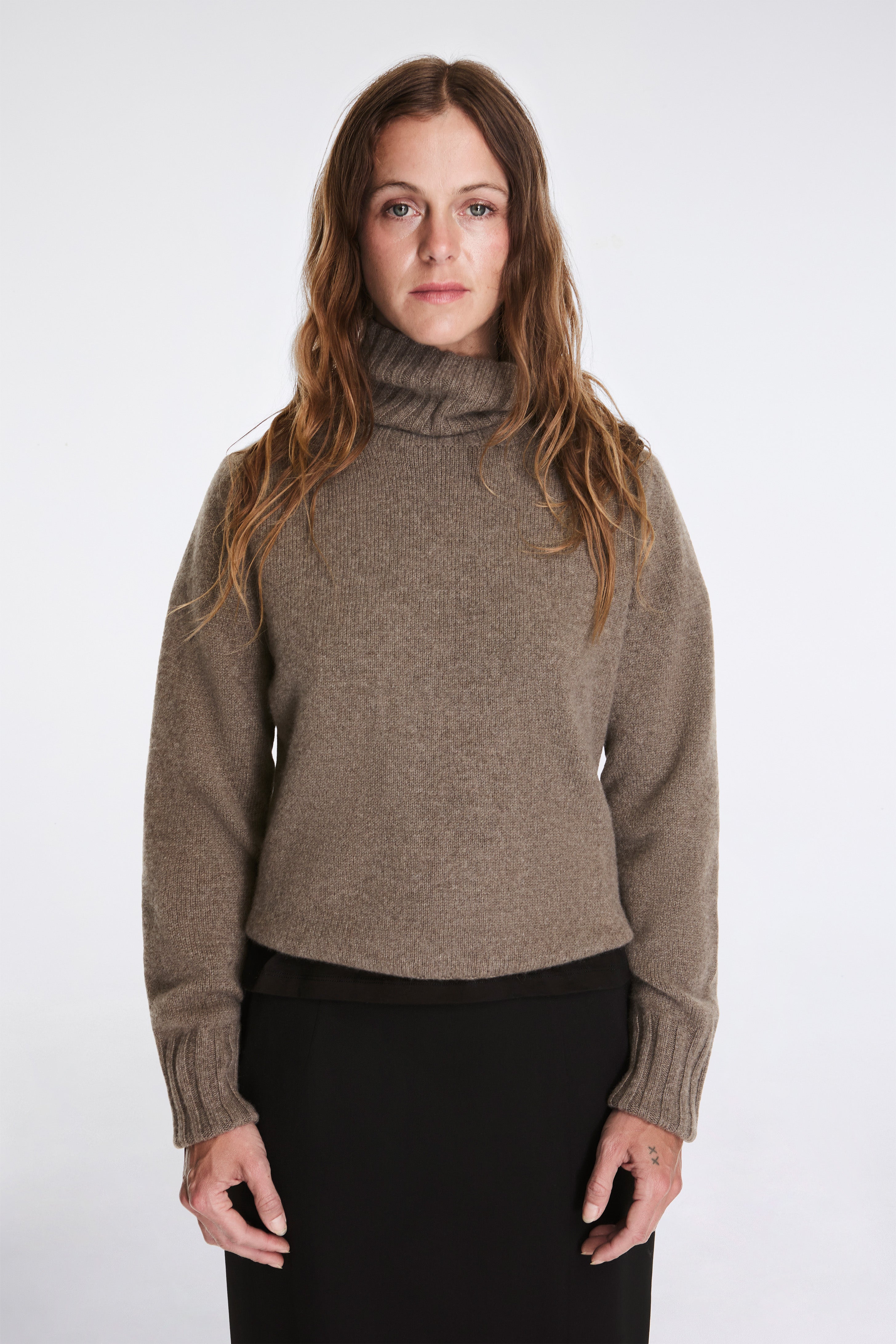 Wide Roll Neck Natural Melange
