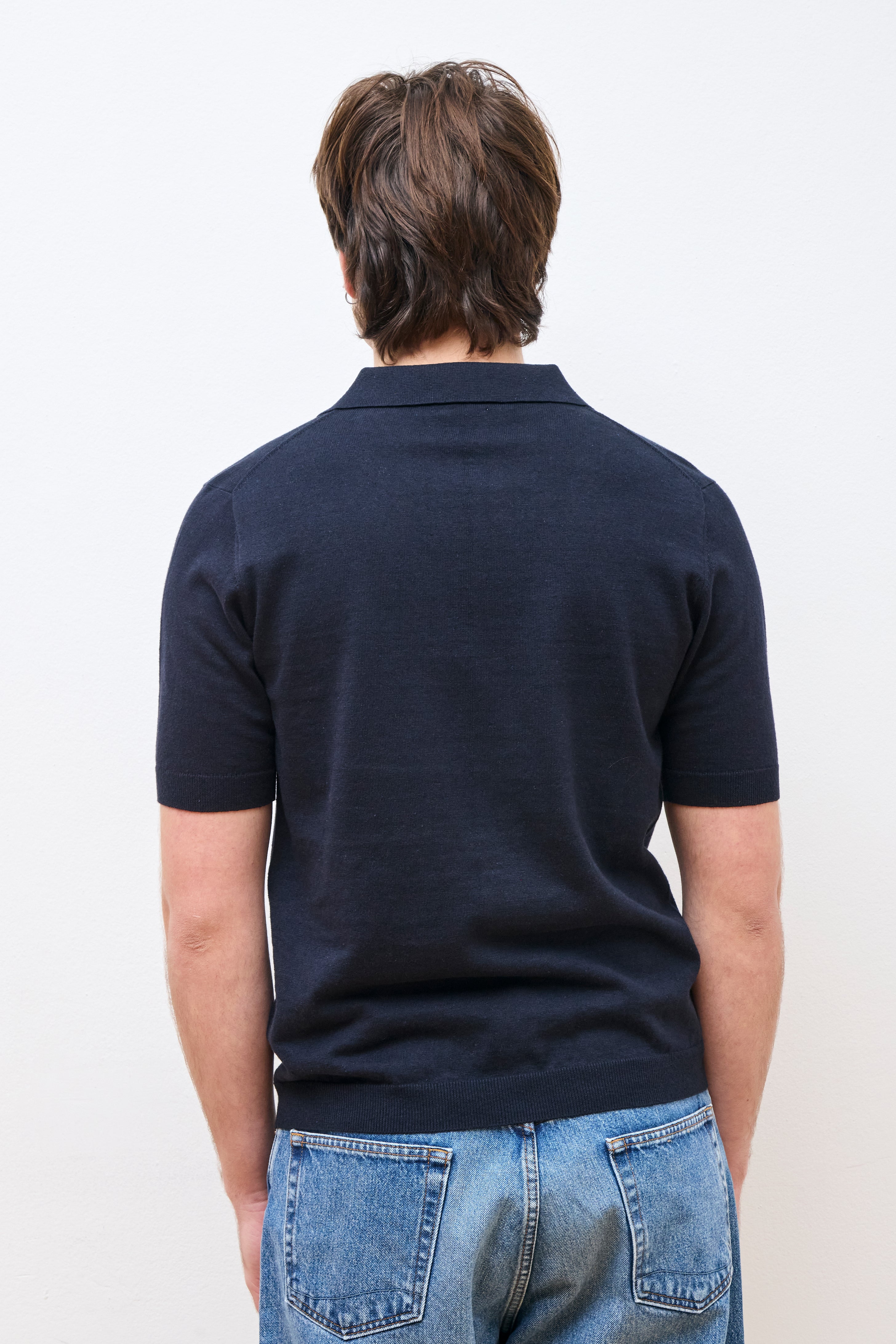 Leif Cotton Linen Polo Dark Navy