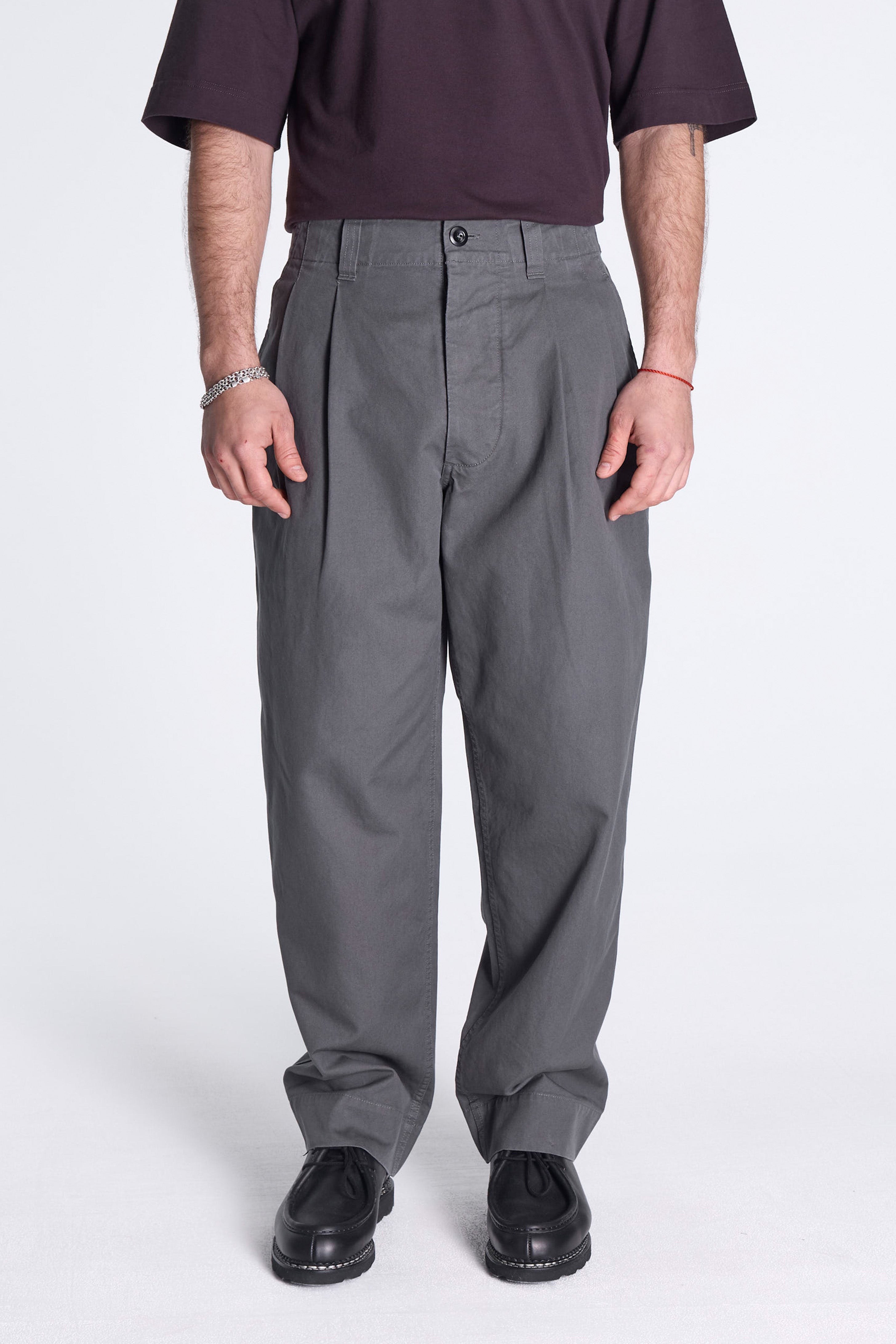 MHL Stitch Pleat Trousers Charcoal