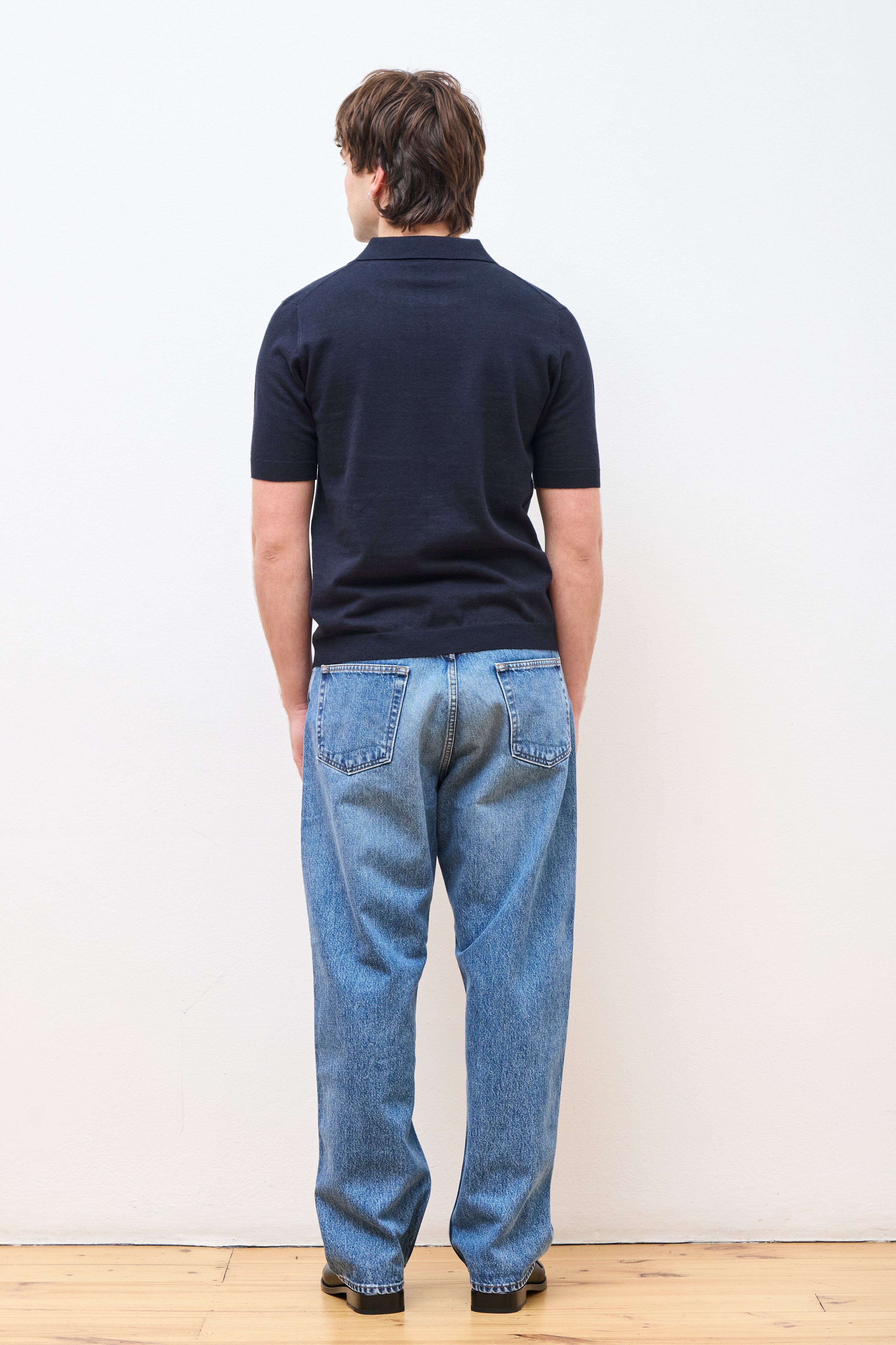Leif Cotton Linen Polo Dark Navy