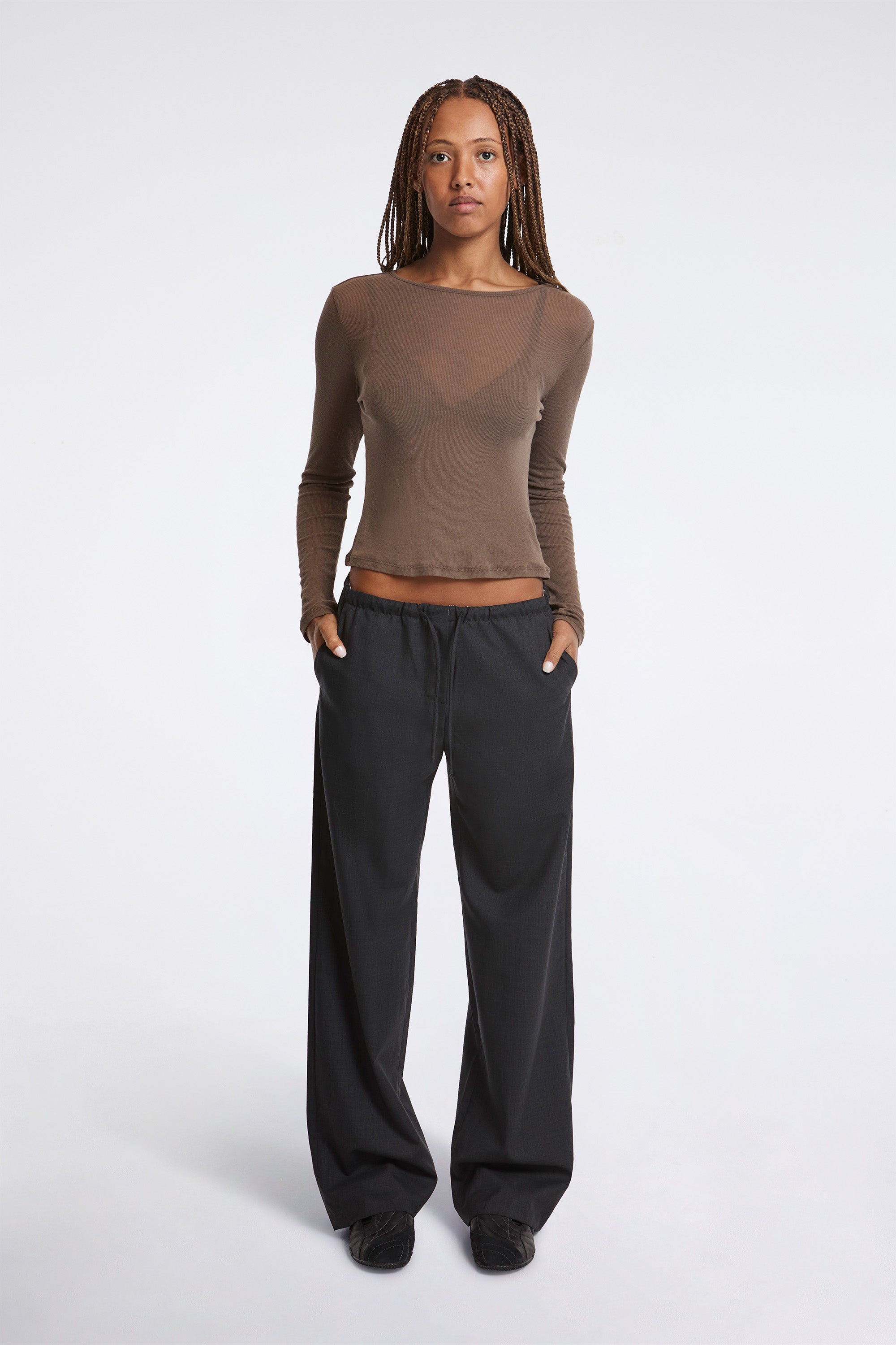 Wool Banding Pants Charcoal