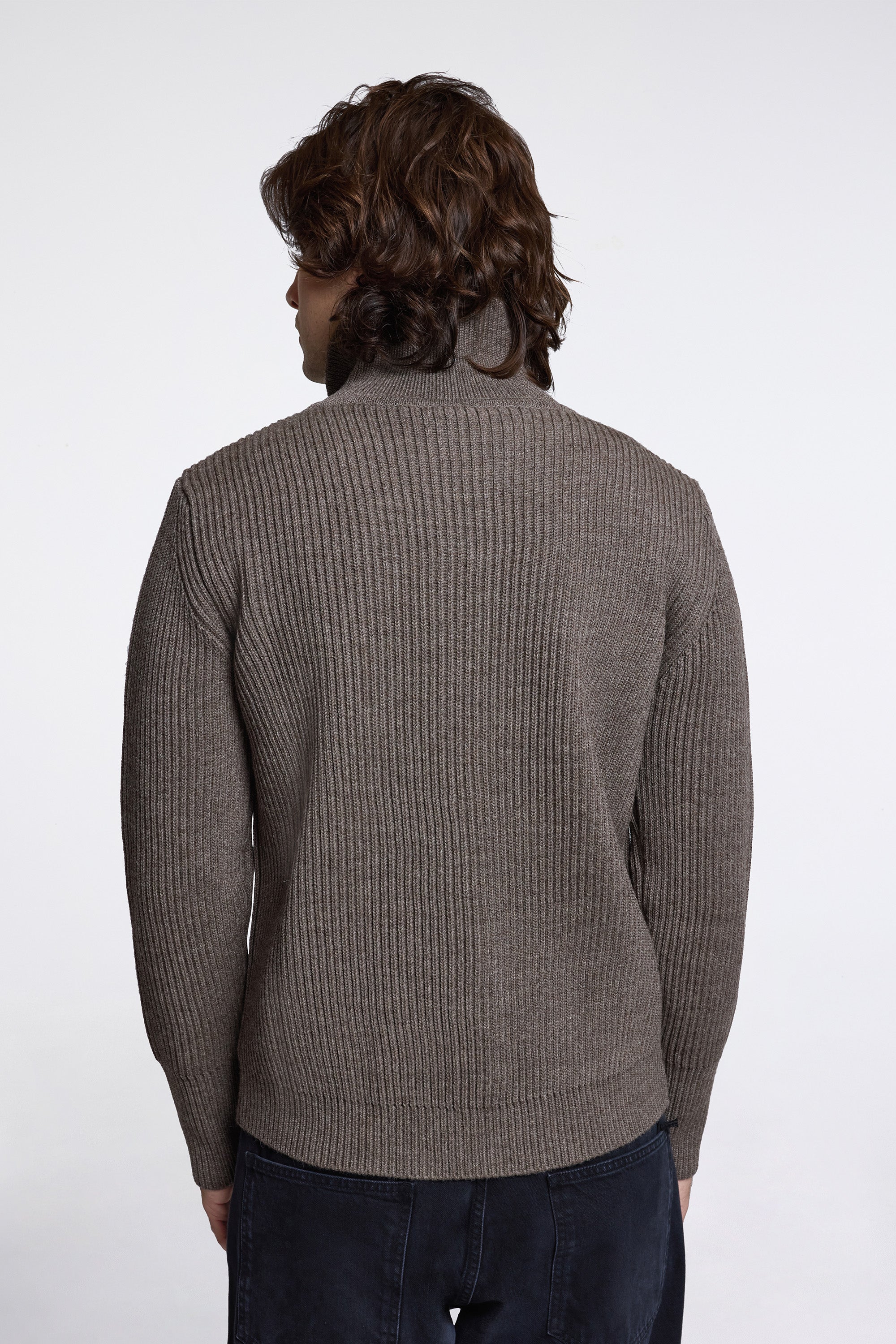 Navy Full-Zip Natural Taupe
