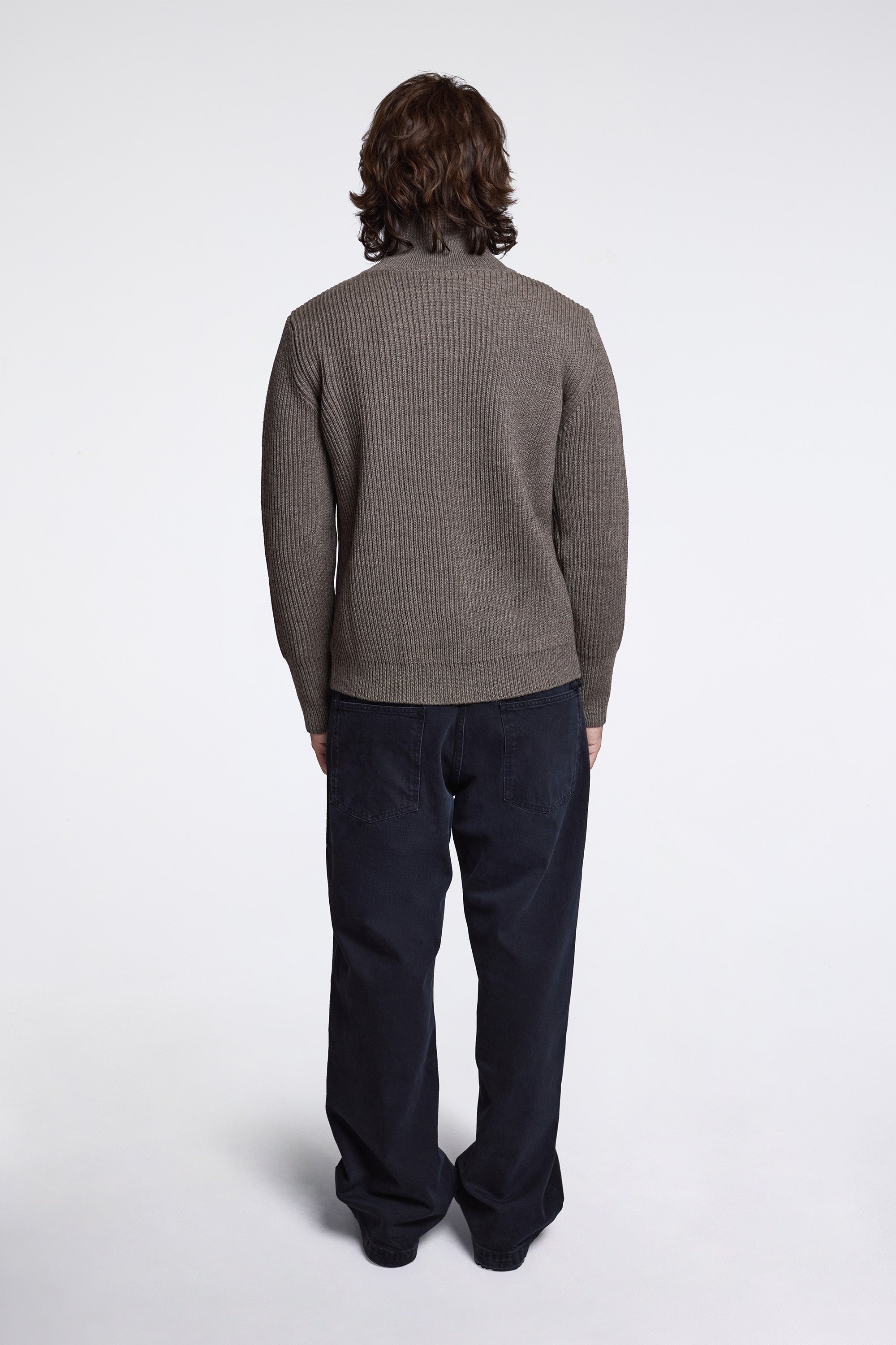 Navy Full-Zip Natural Taupe