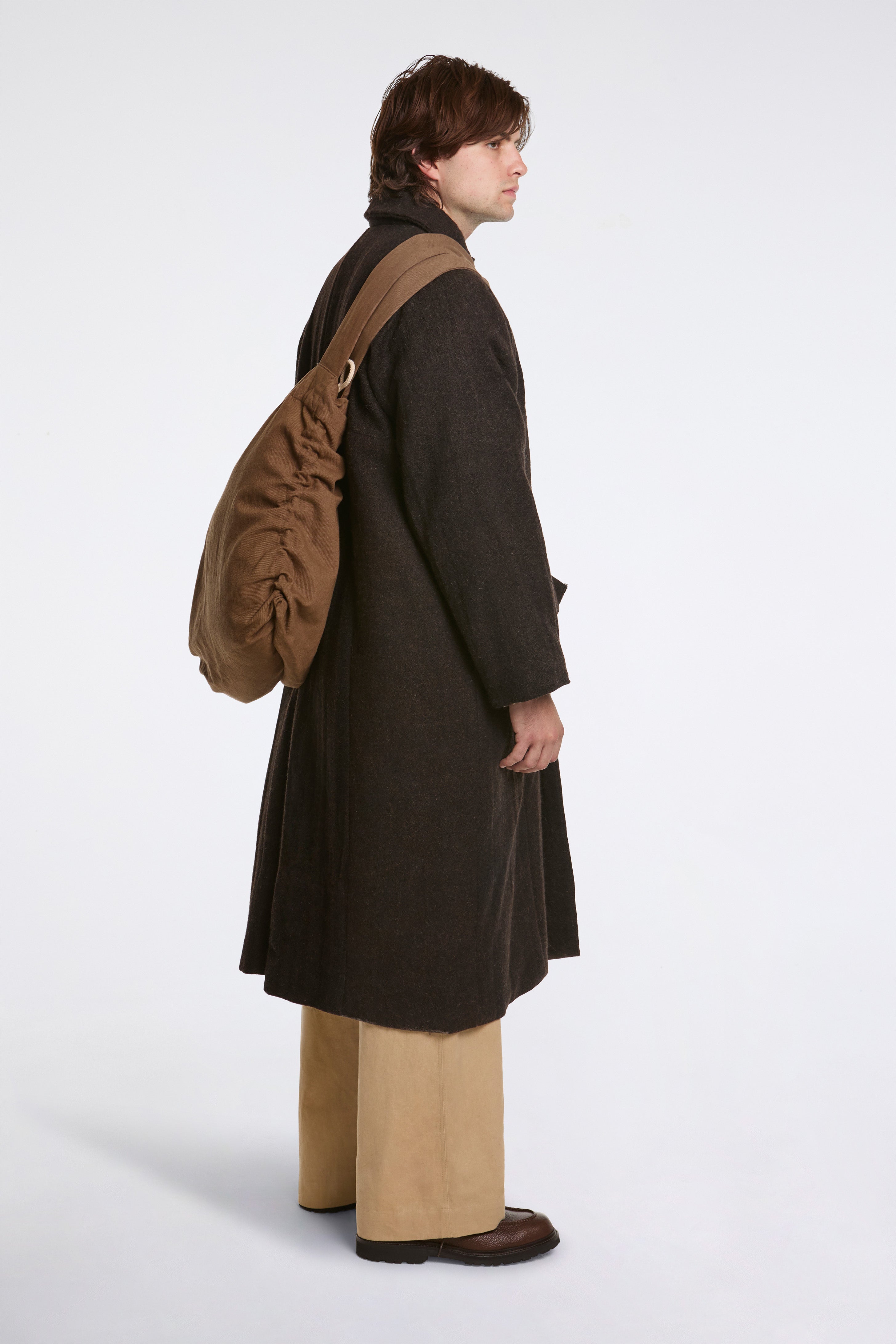 Double Tote Bag Organic Cotton Khaki Green