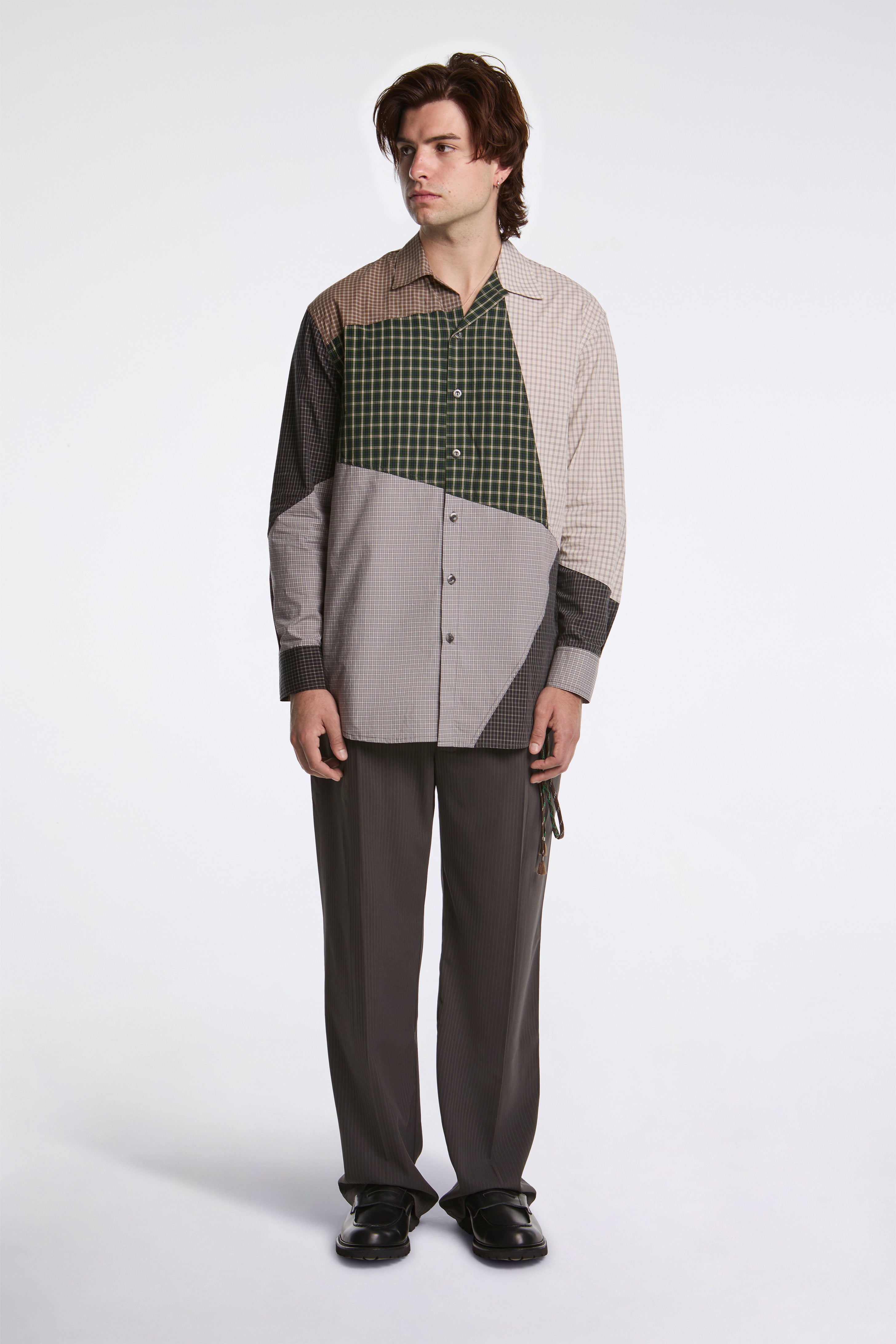 Loose Pleated Pant Brown Stripe