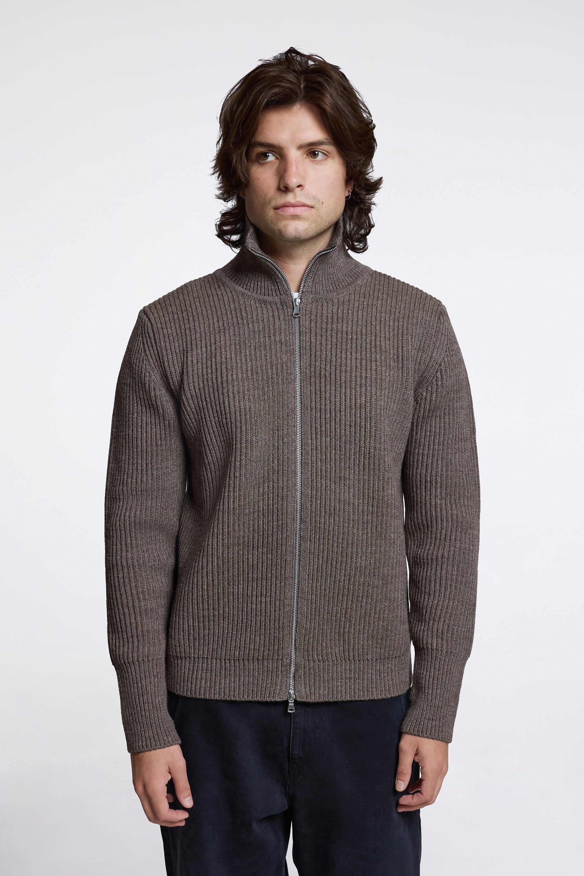 Navy Full-Zip Natural Taupe