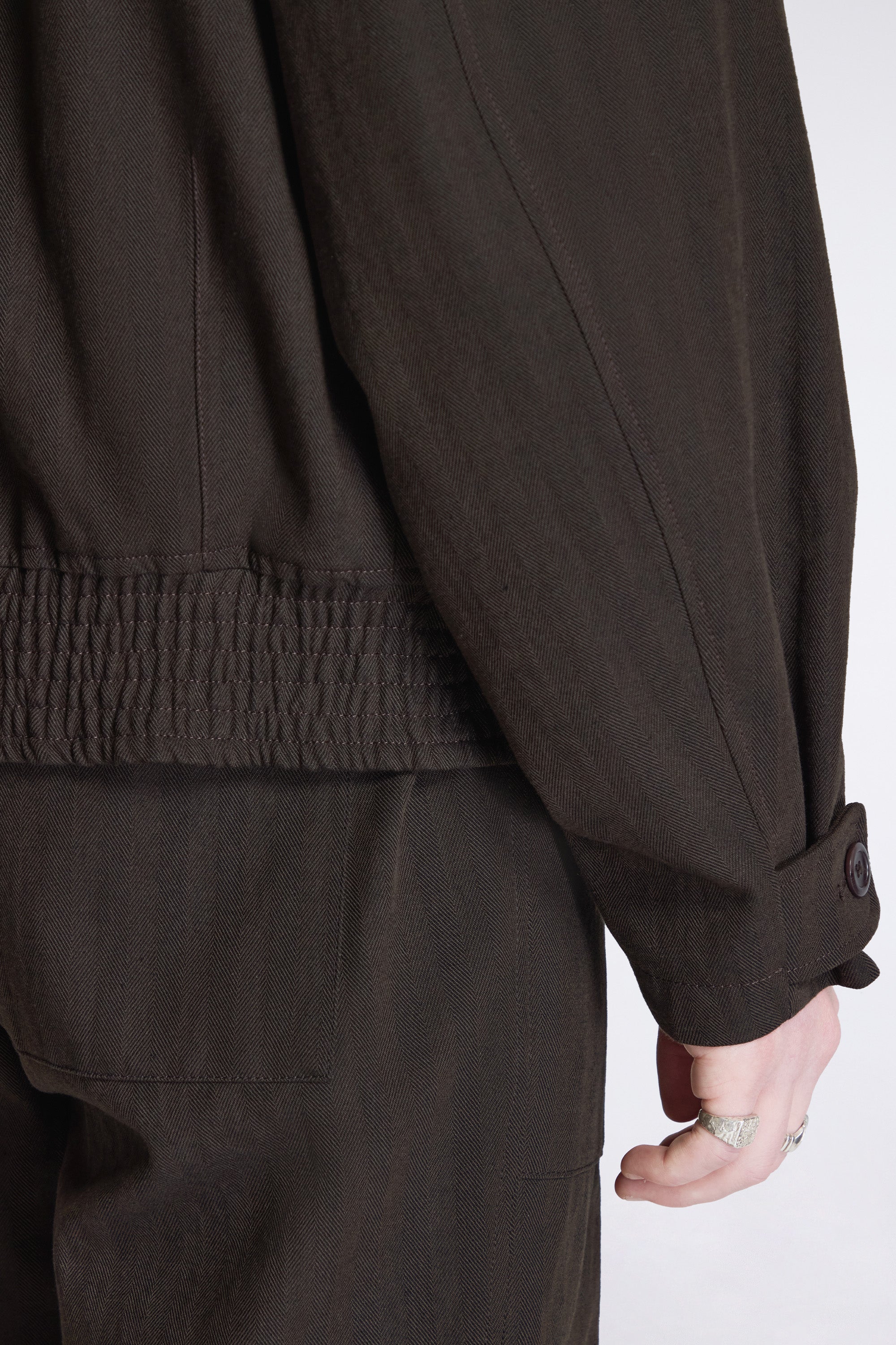 Vandel Herringbone Twill Flight Jacket Delicioso Brown