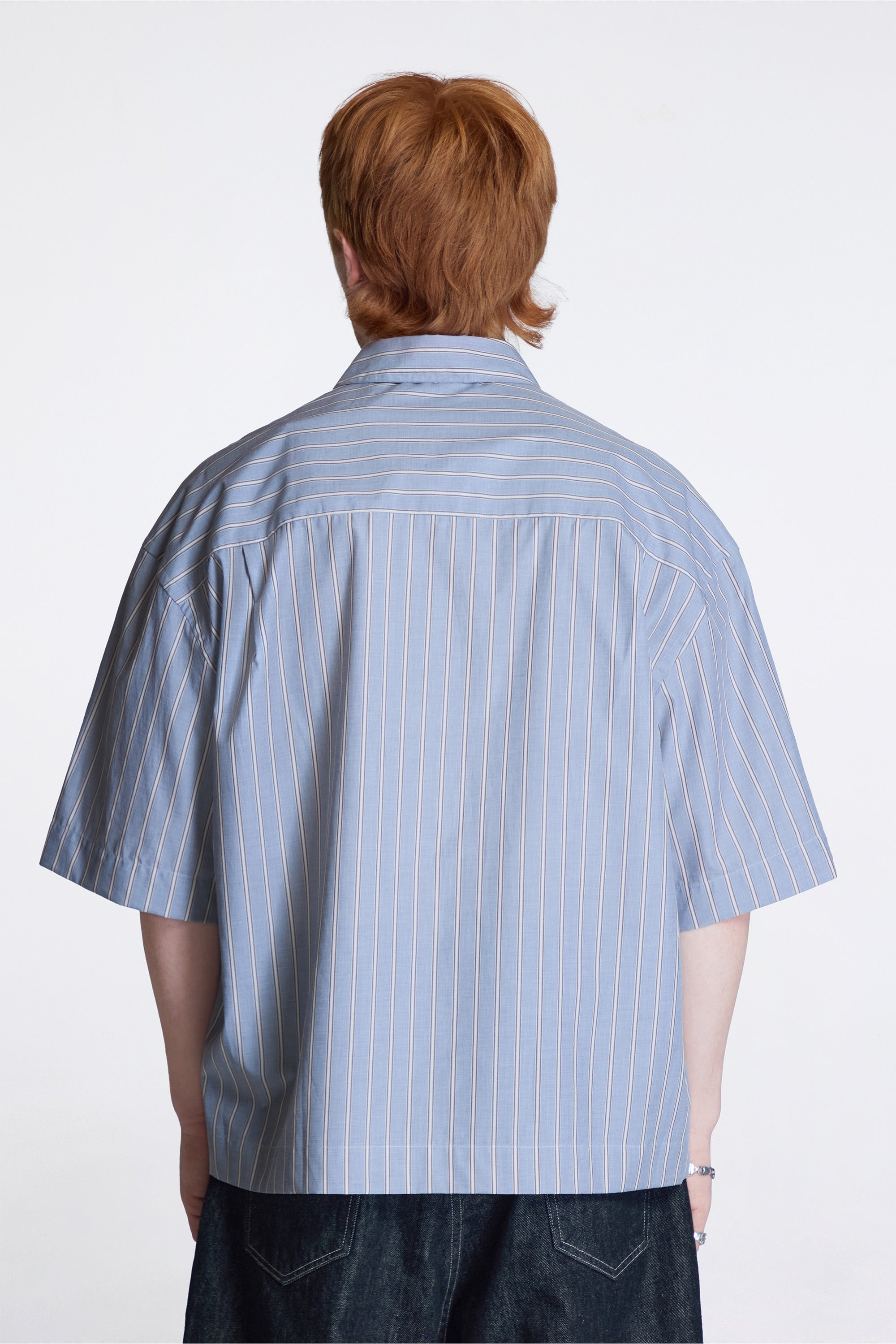 Sanko Ss Boxy Shirt Grey / Brown