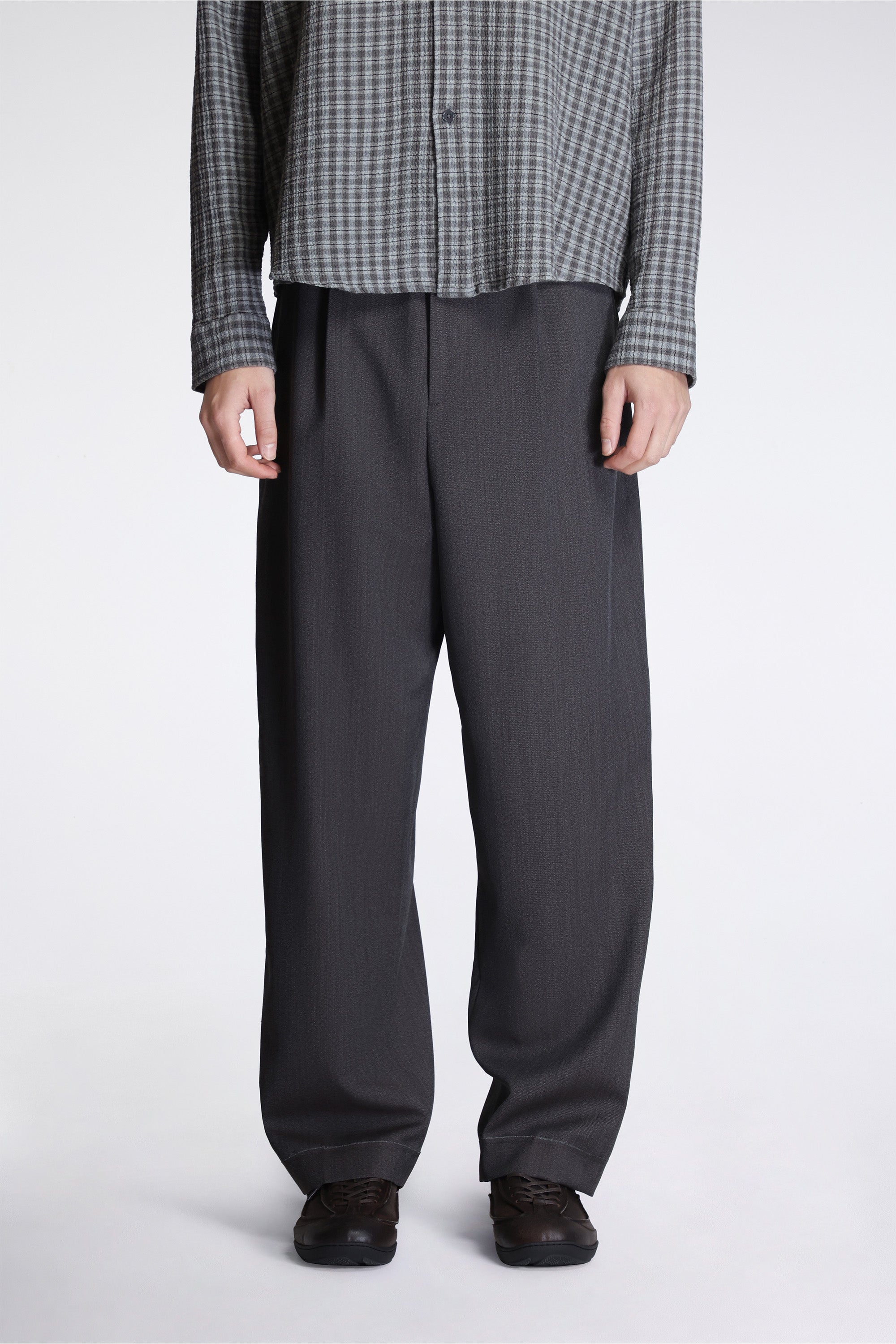 Patch Trousers Taupe Wool Twill