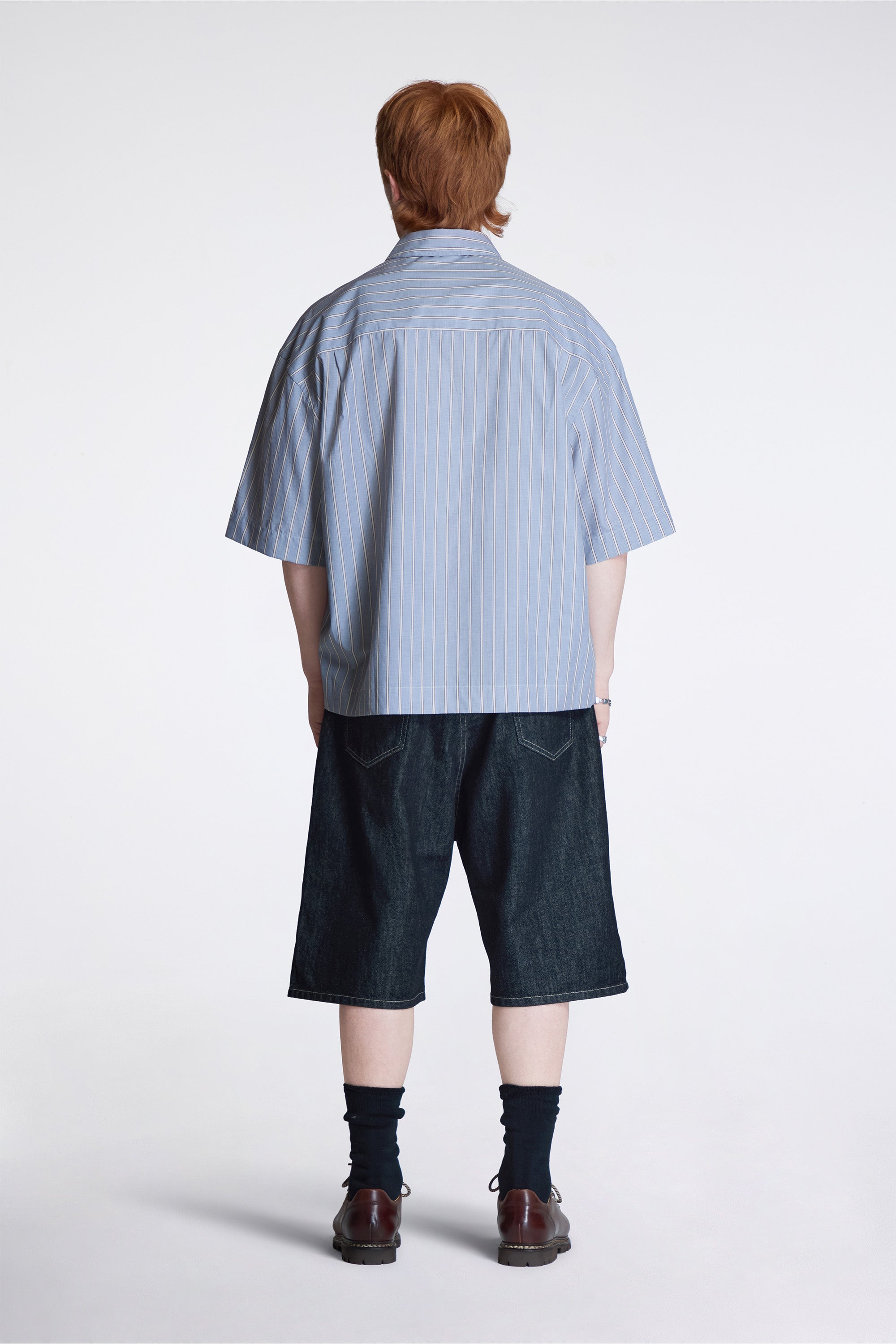 Sanko Ss Boxy Shirt Grey / Brown