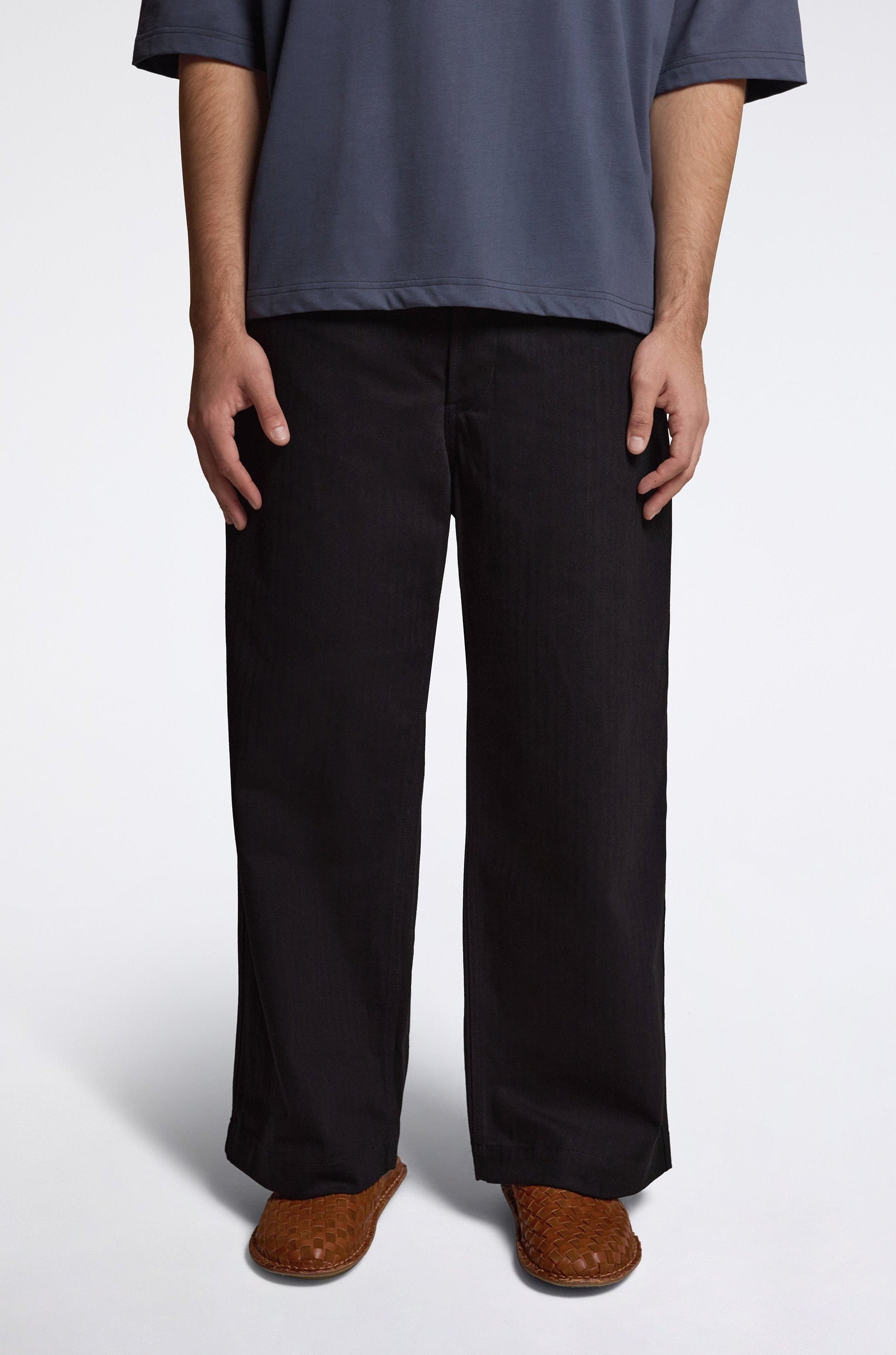 Herringbone Work Trousers Black