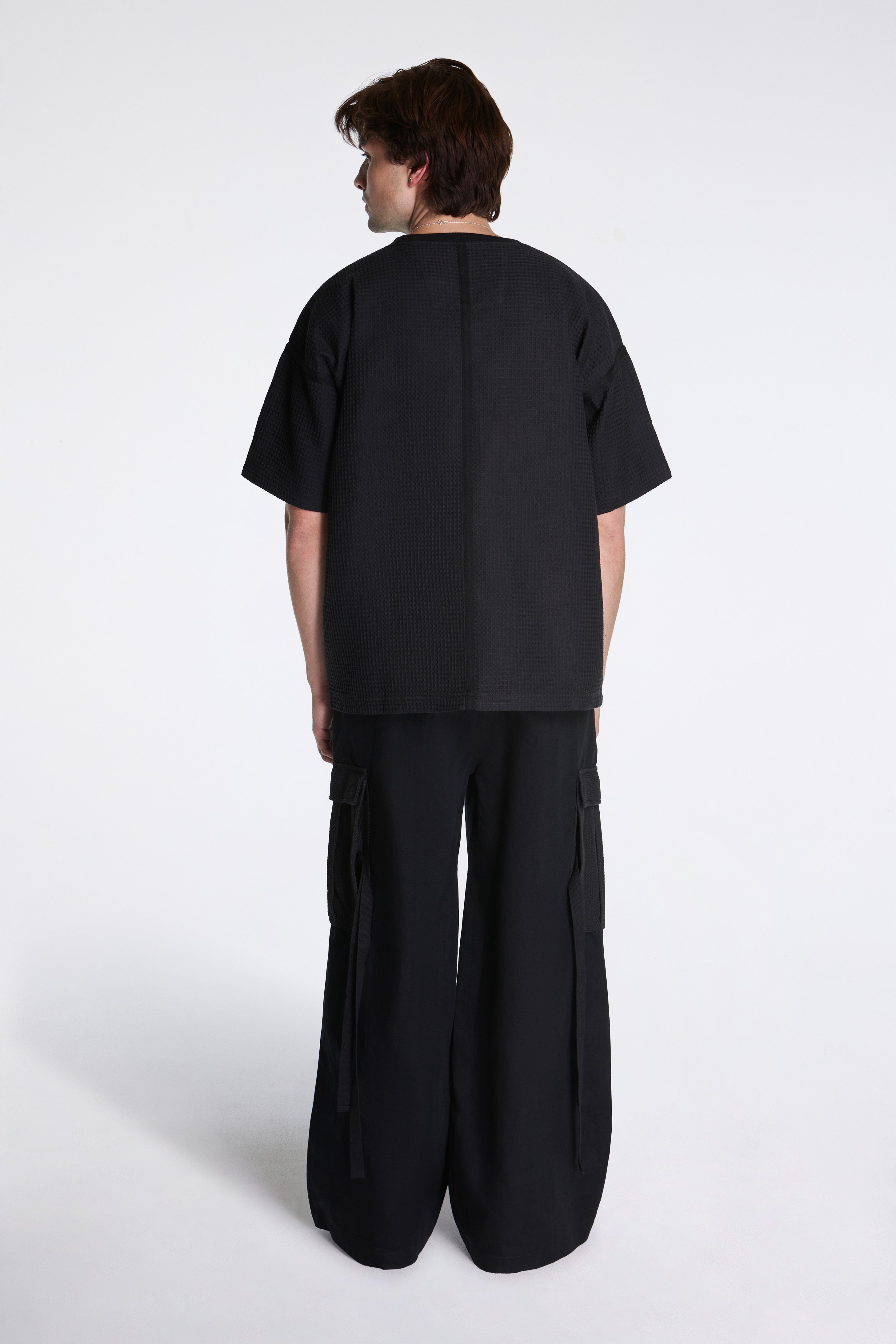 Waffle Kimono Tee Black