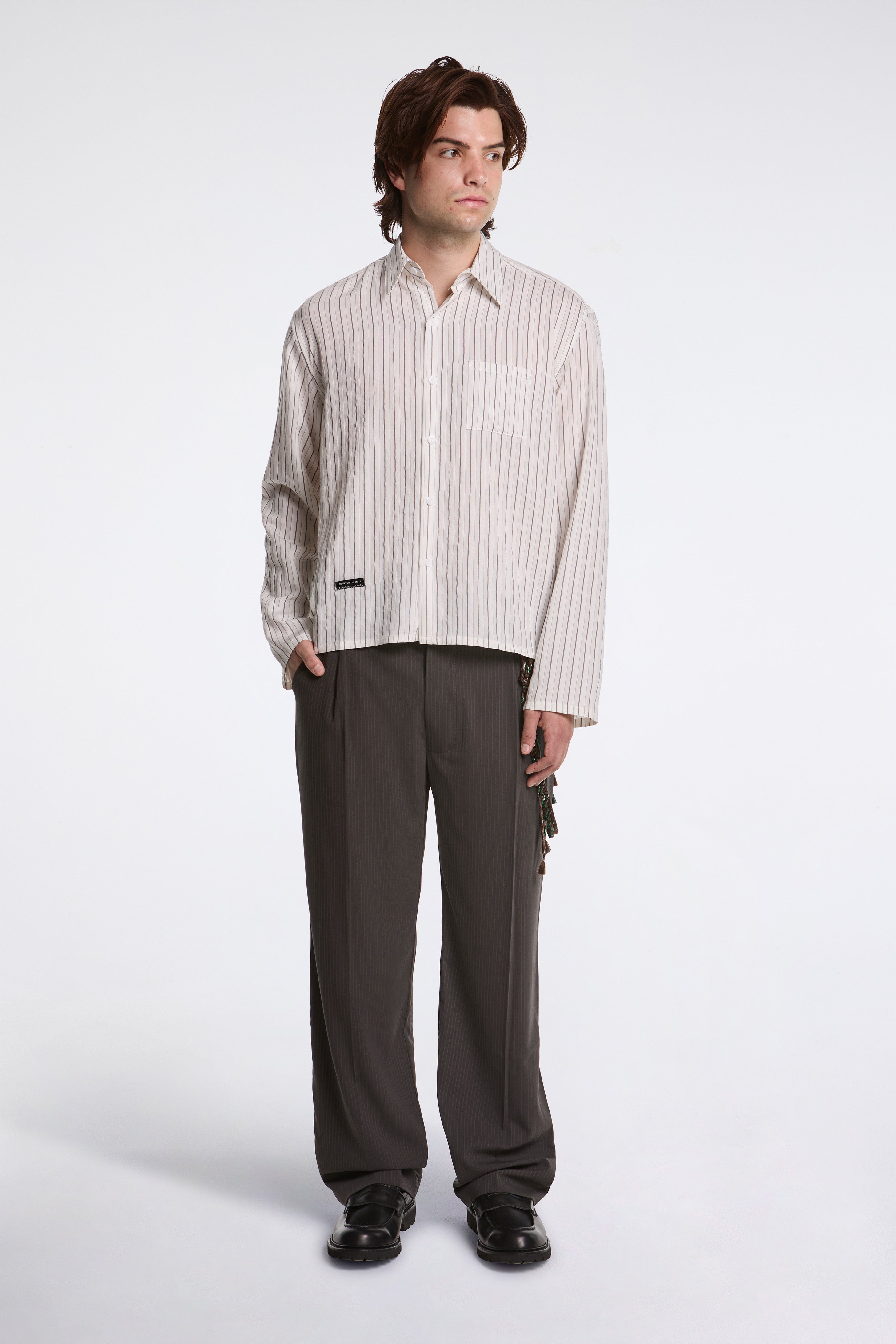 L/S Cropped Casual Shirt White