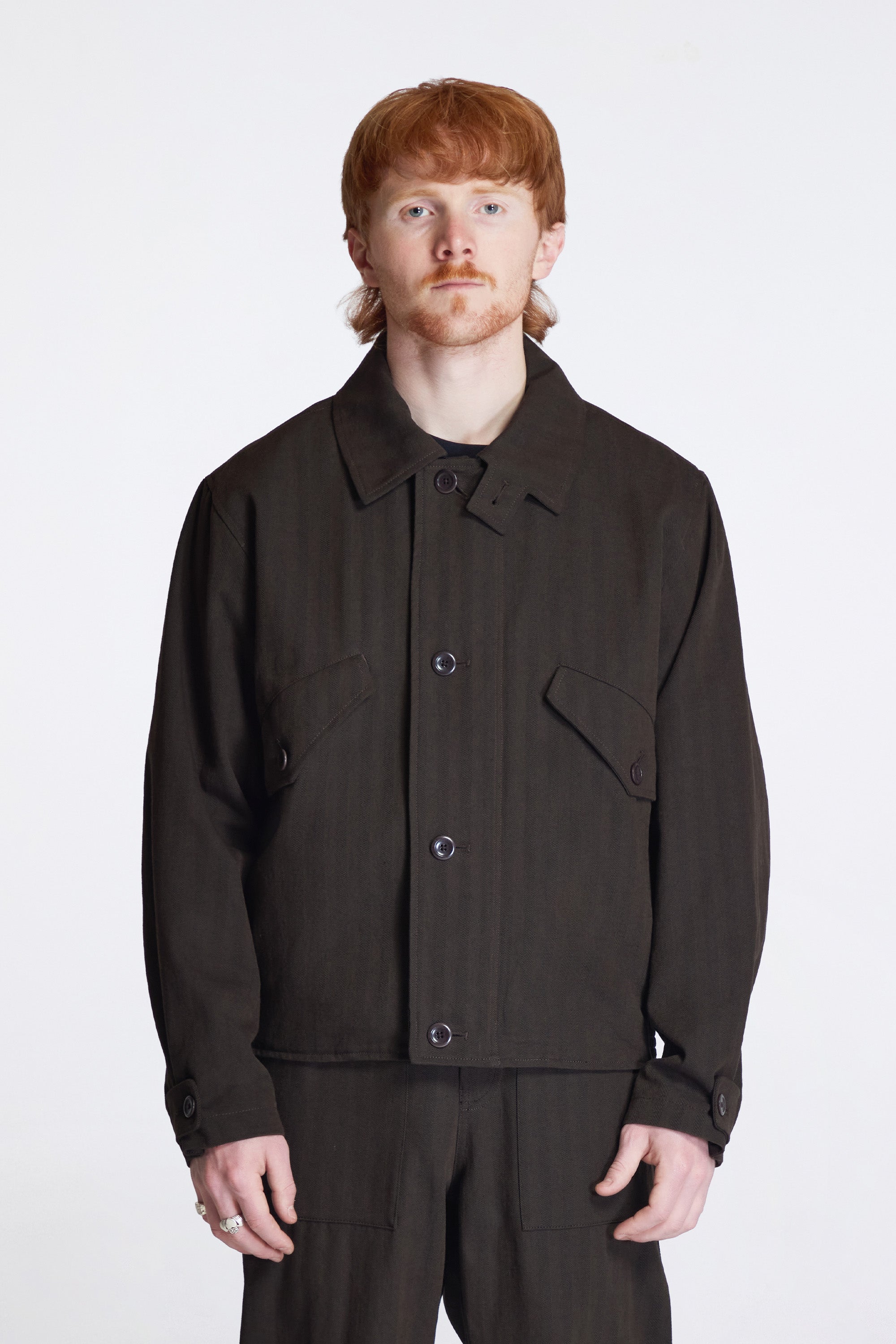 Vandel Herringbone Twill Flight Jacket Delicioso Brown