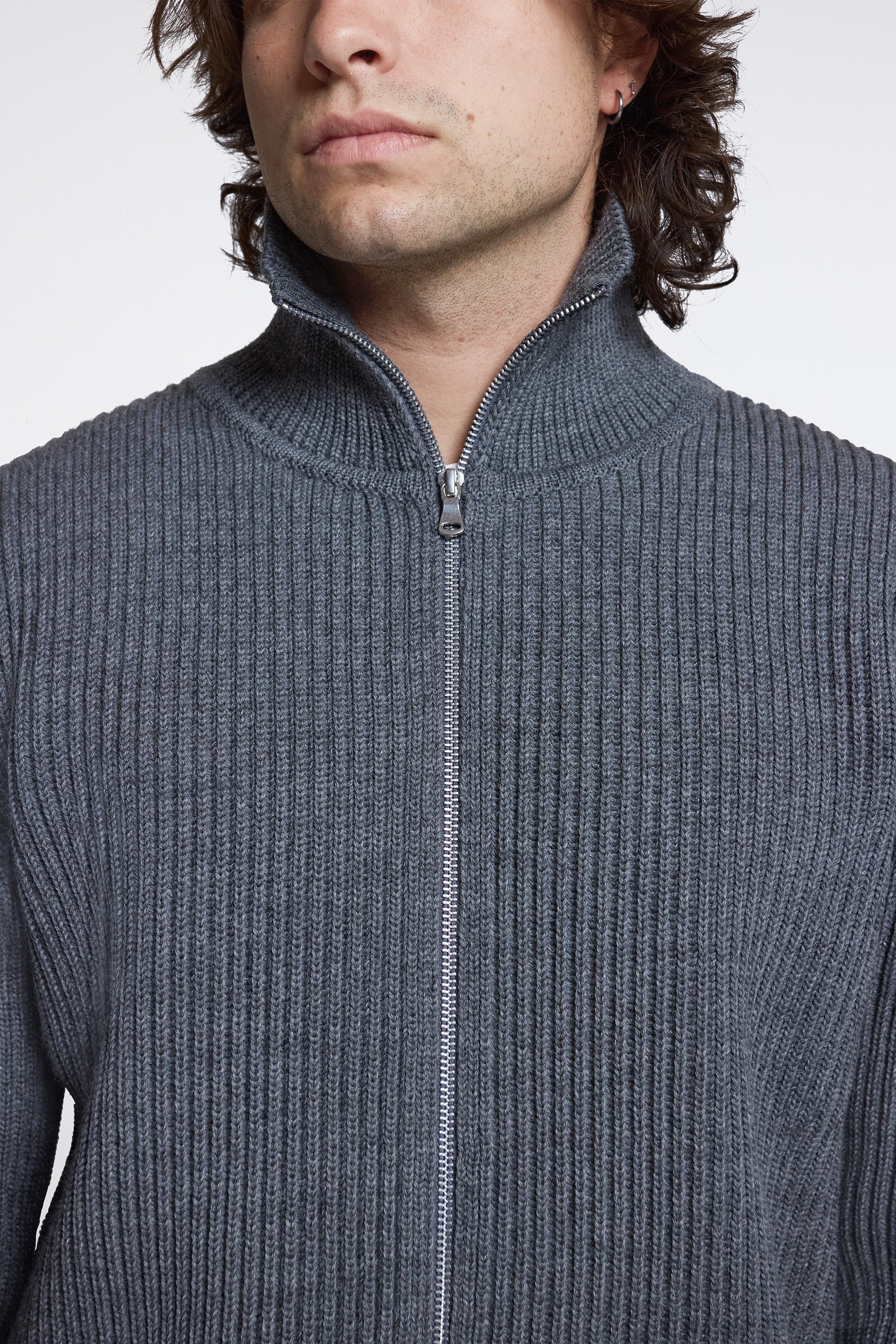 Navy Full-Zip Grey