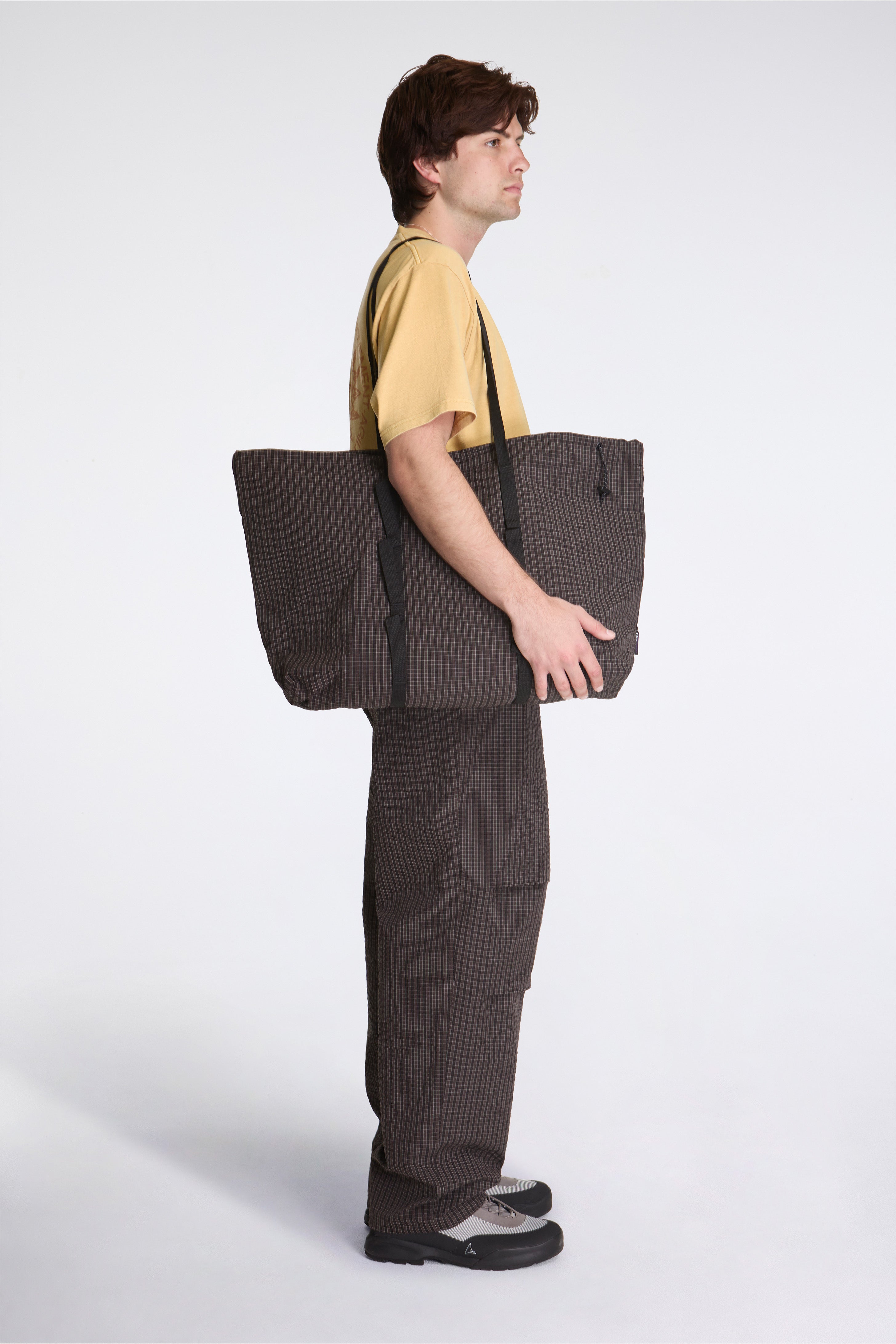 Plaid Climbing Tote Deep Brown