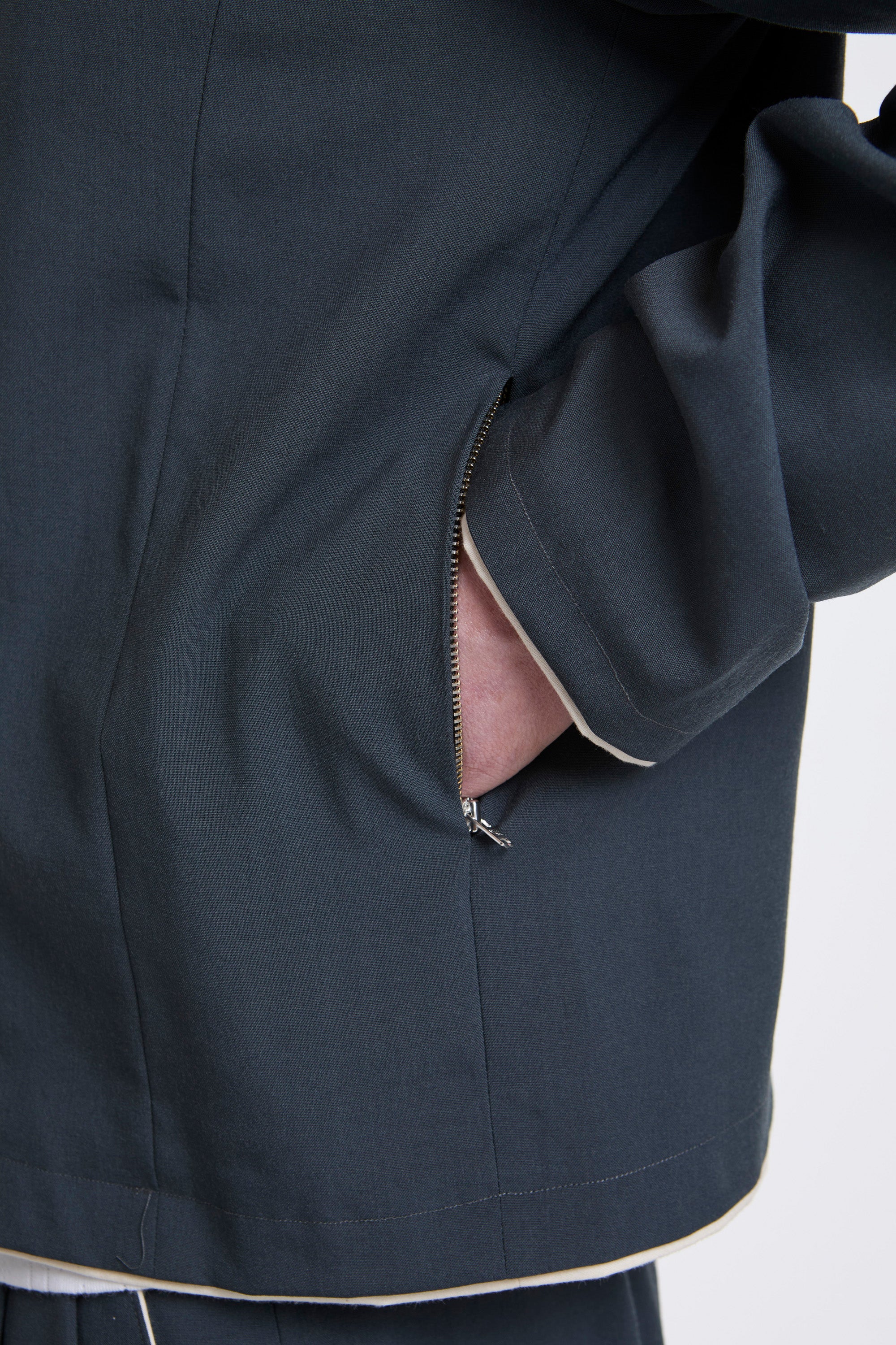 Fitted Zip Jacket Petrol