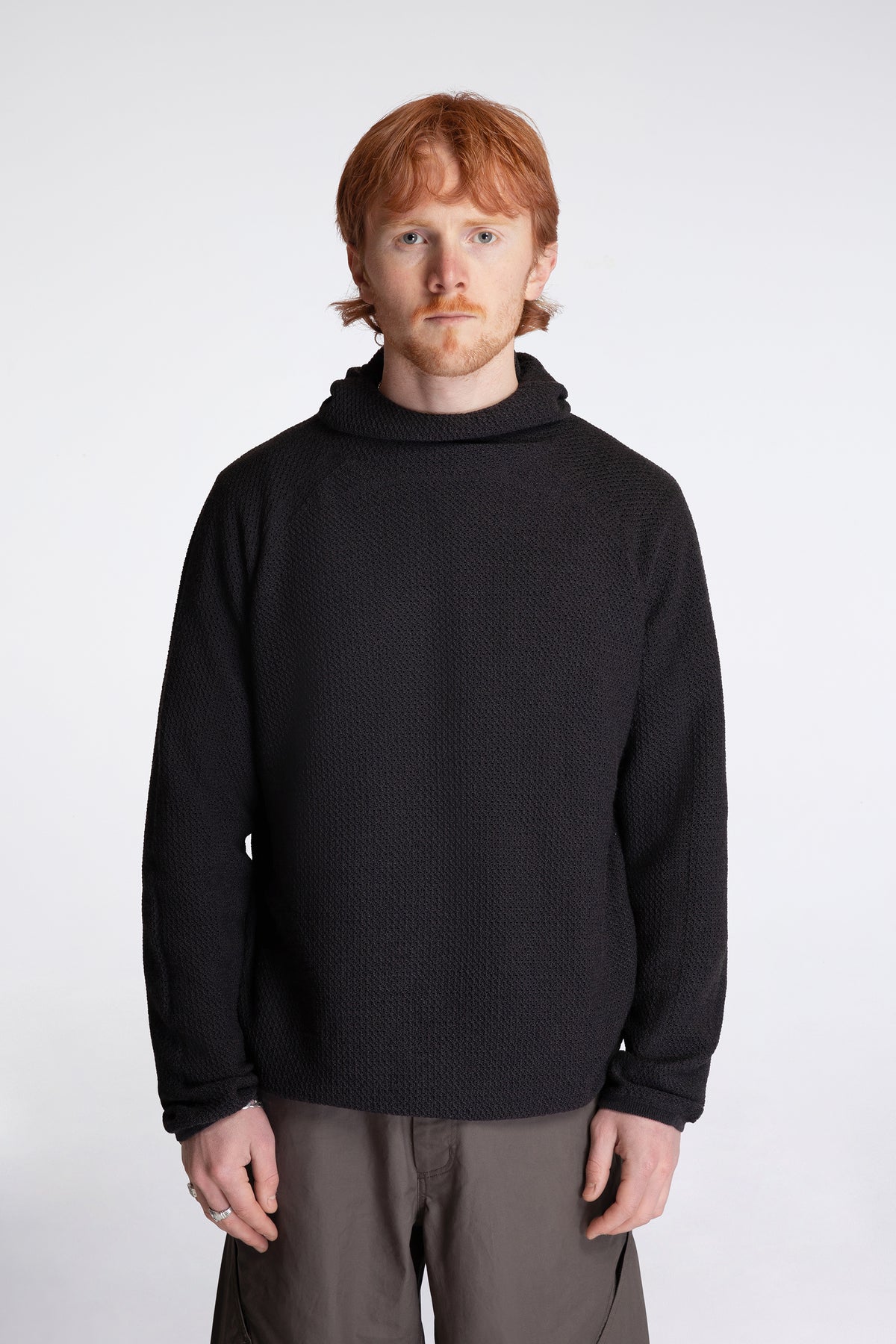 Perforated Wholegarment Knit Top Black