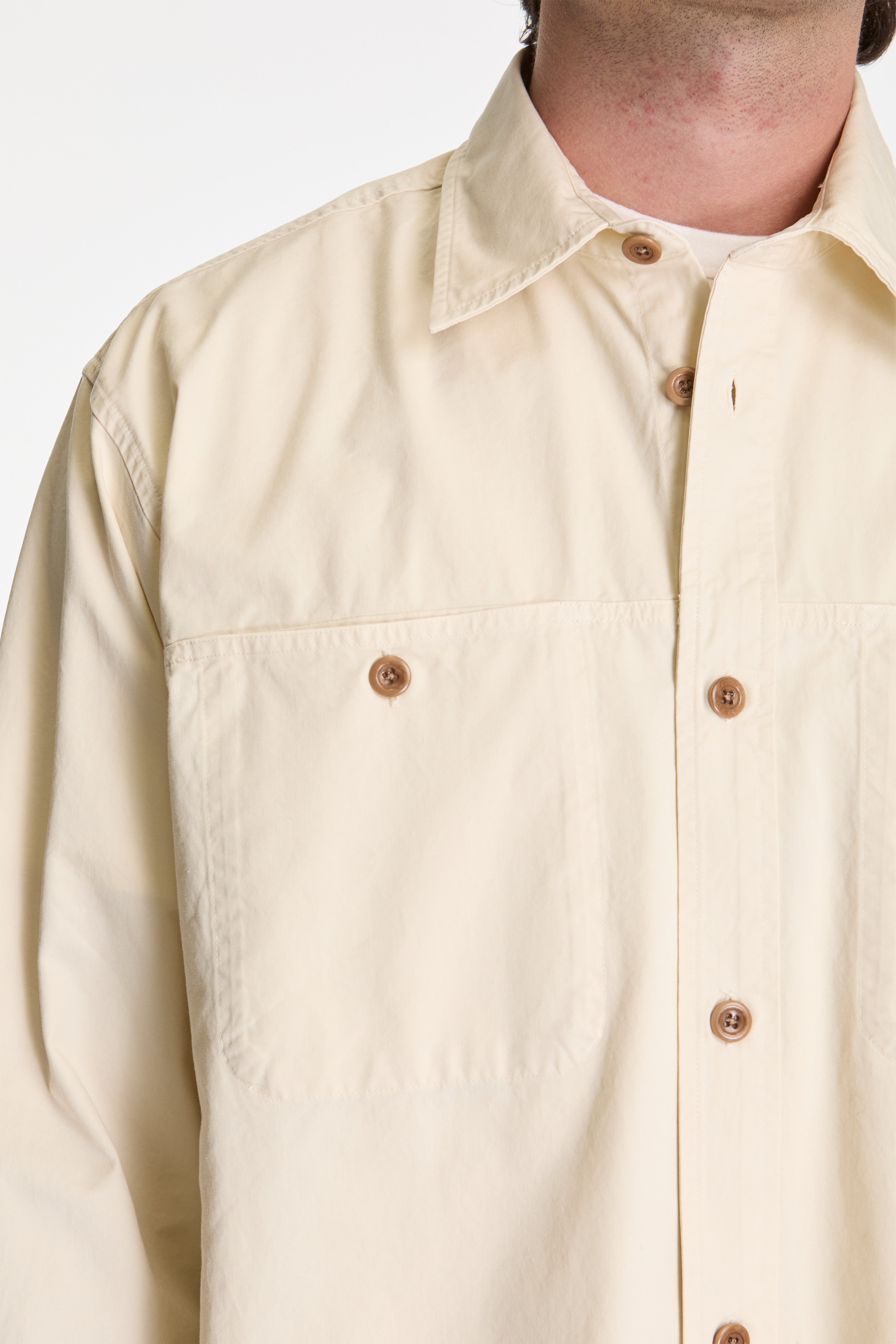 Julius Mineral Dyed Oversize Shirt Ecru