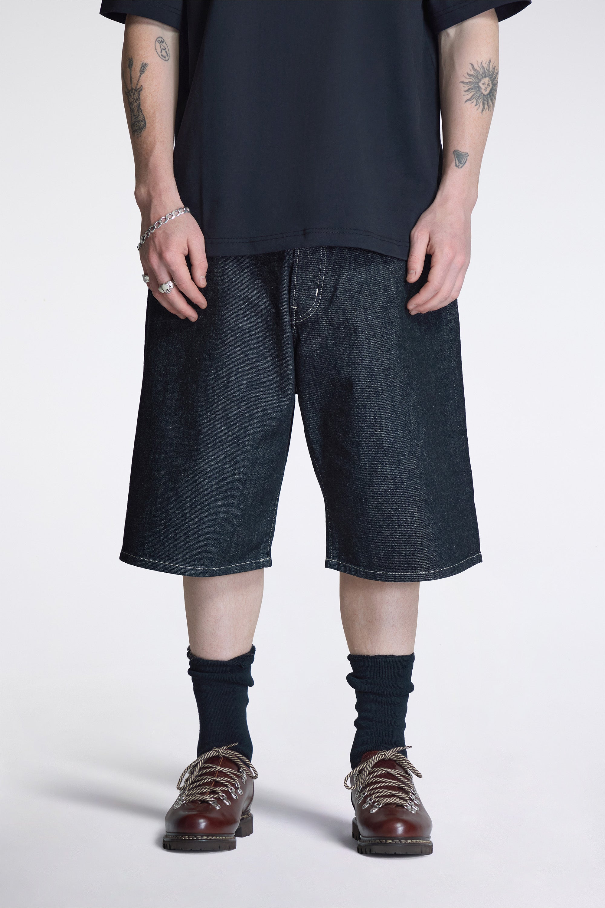 Marylebone Denim Shorts Black / White Weft