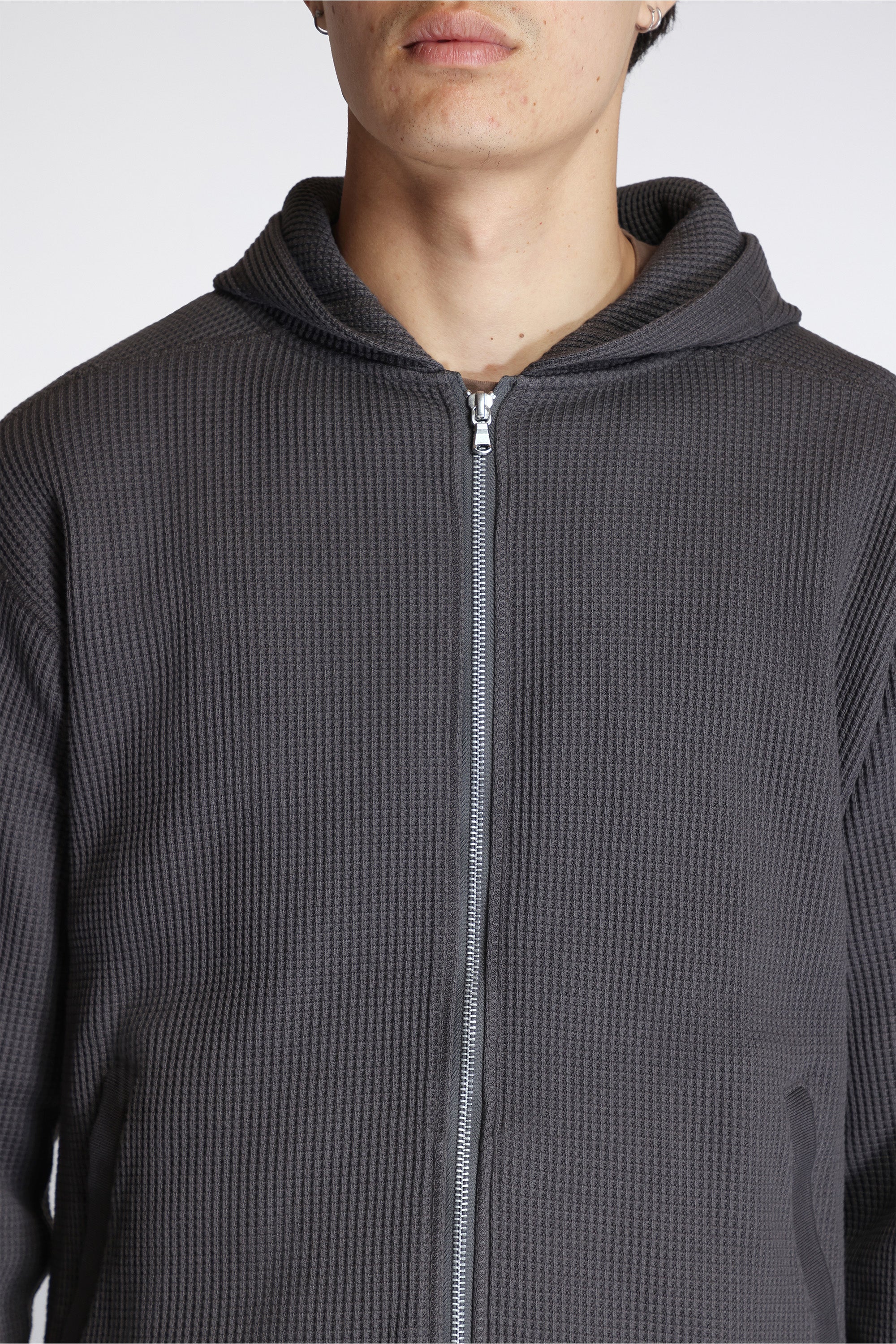 Zip Up Thermal Hoodie Charcoal