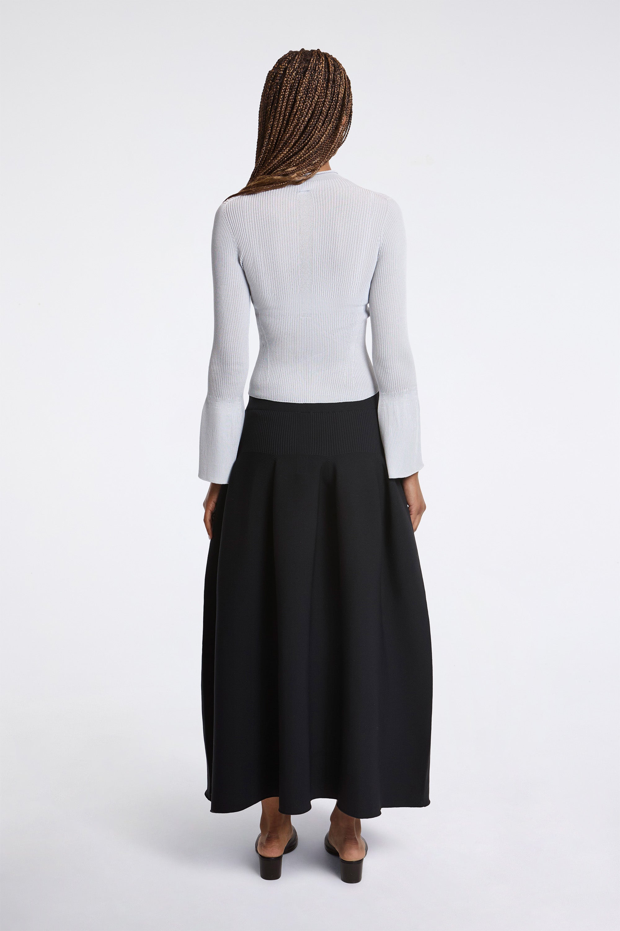 Soft Portrait Long Bell Sleeve Top Haze Gray