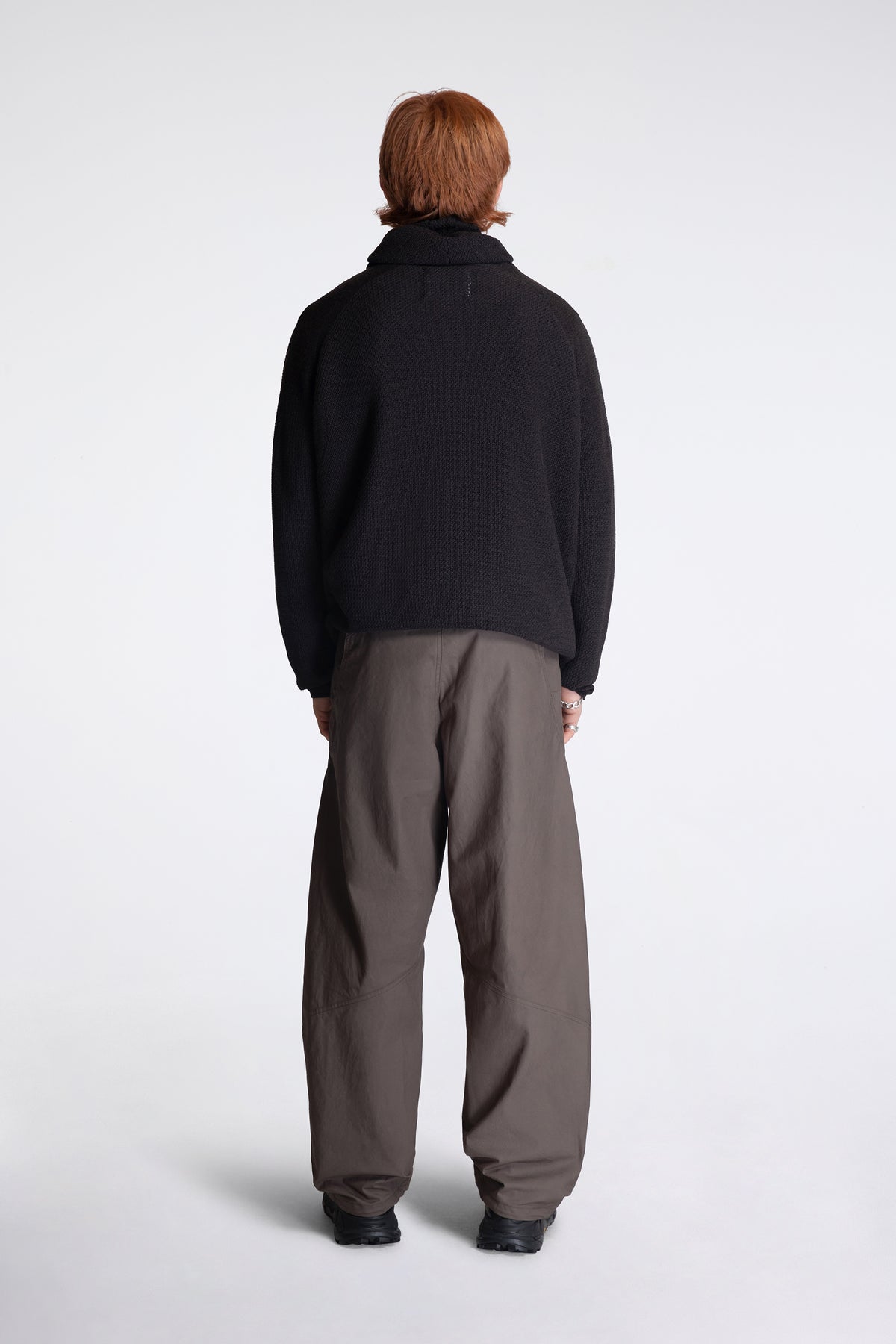 Perforated Wholegarment Knit Top Black