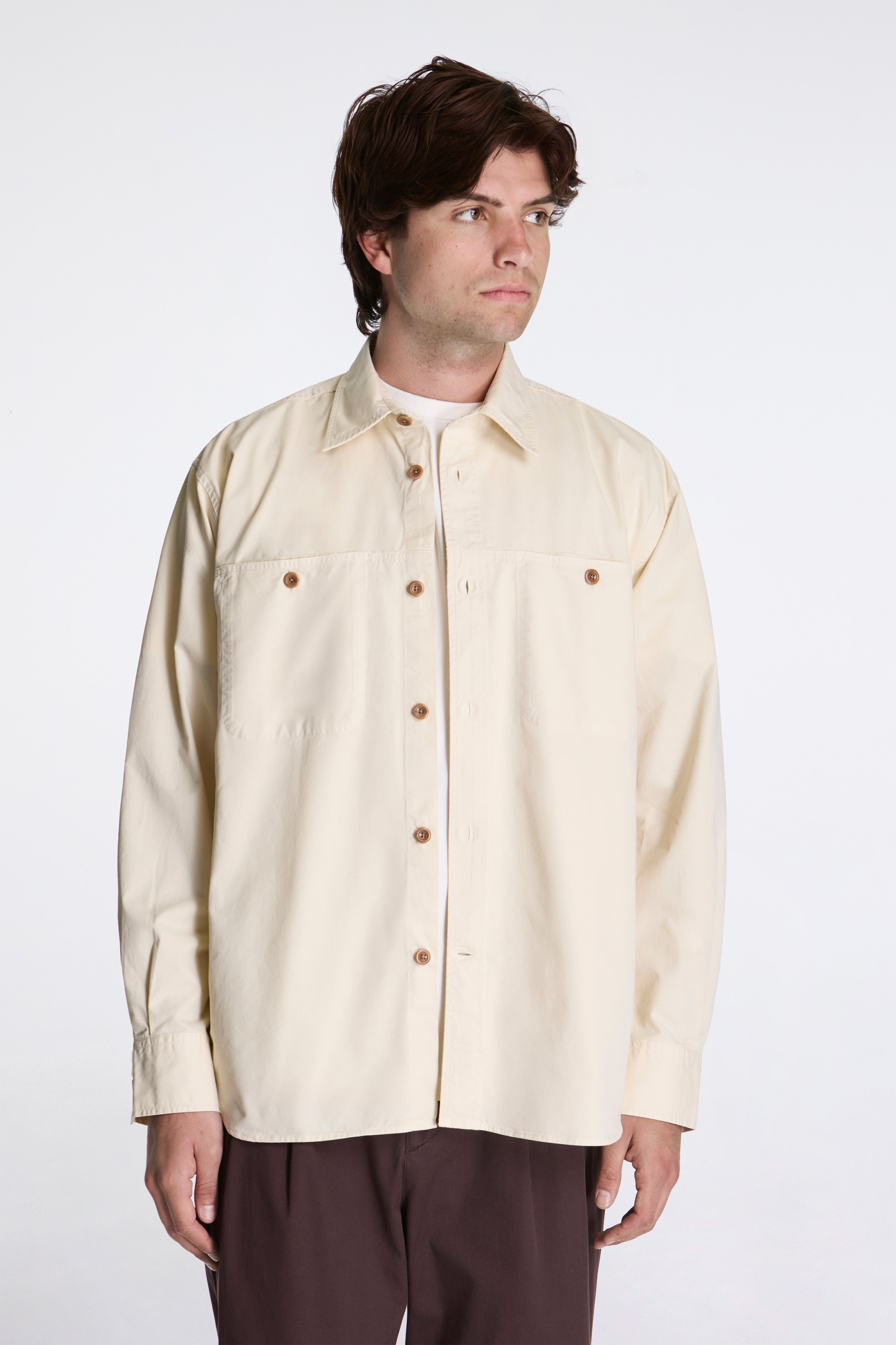 Julius Mineral Dyed Oversize Shirt Ecru