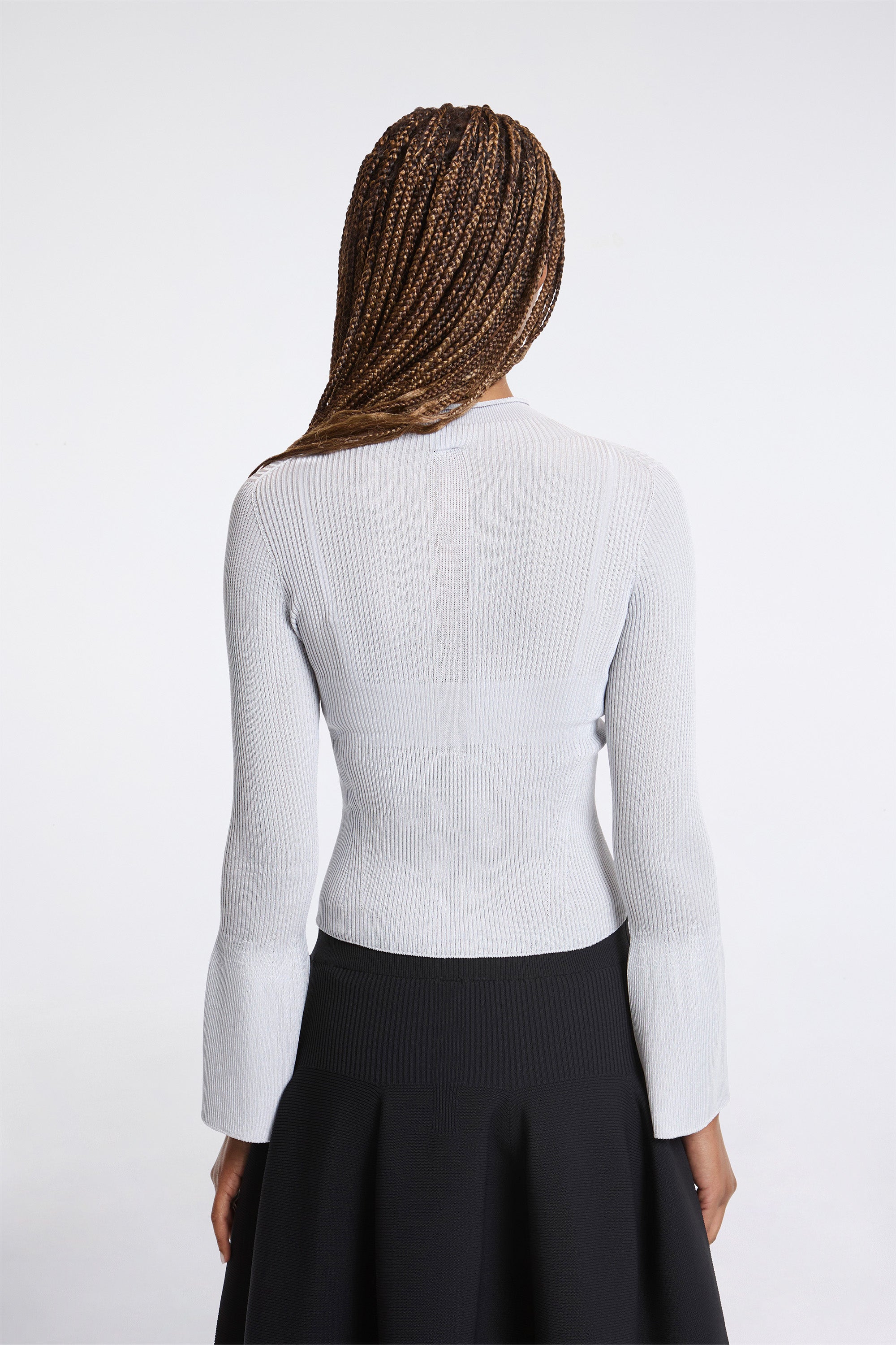 Soft Portrait Long Bell Sleeve Top Haze Gray