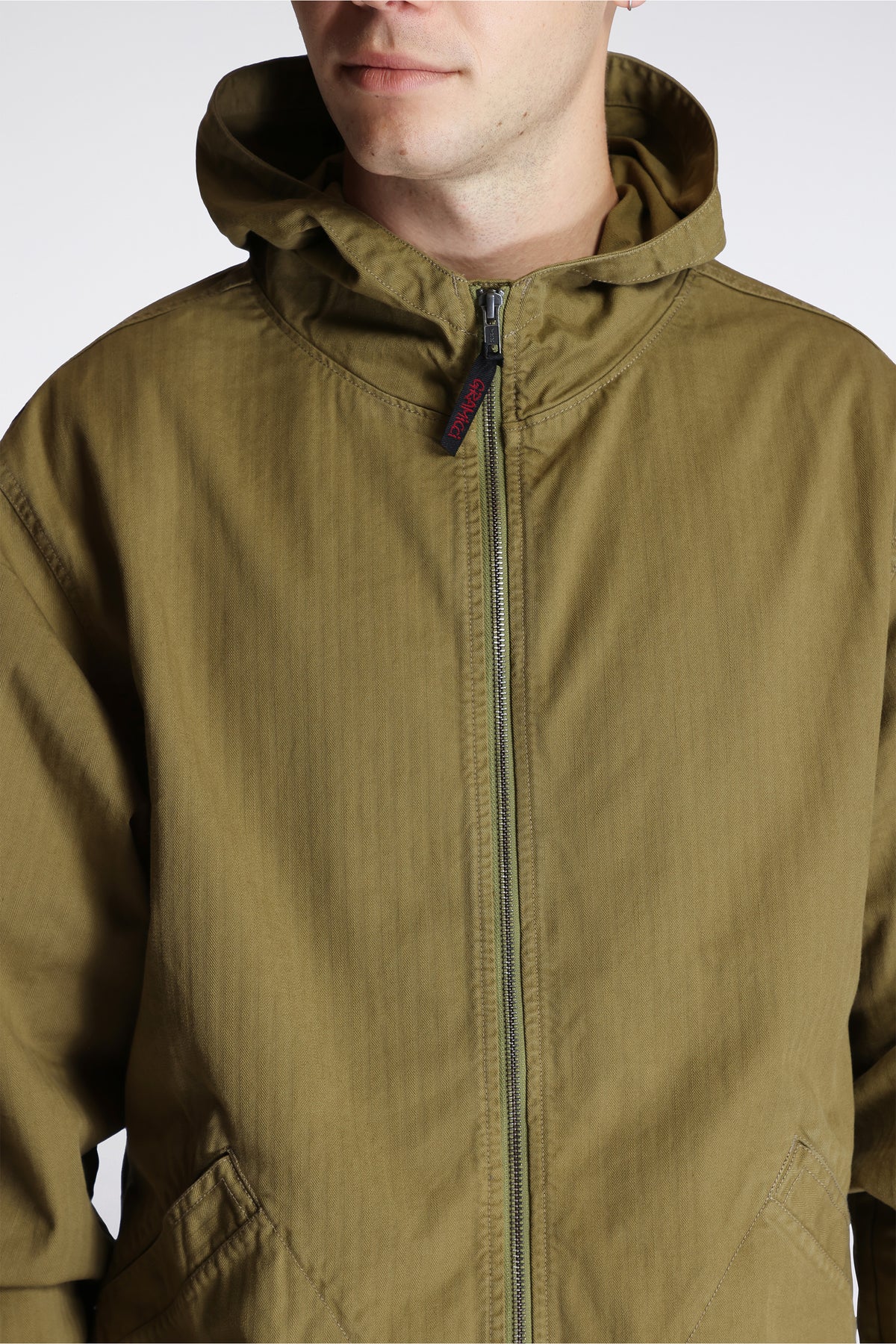 Herringbone Hooded Jacket Olive Drab