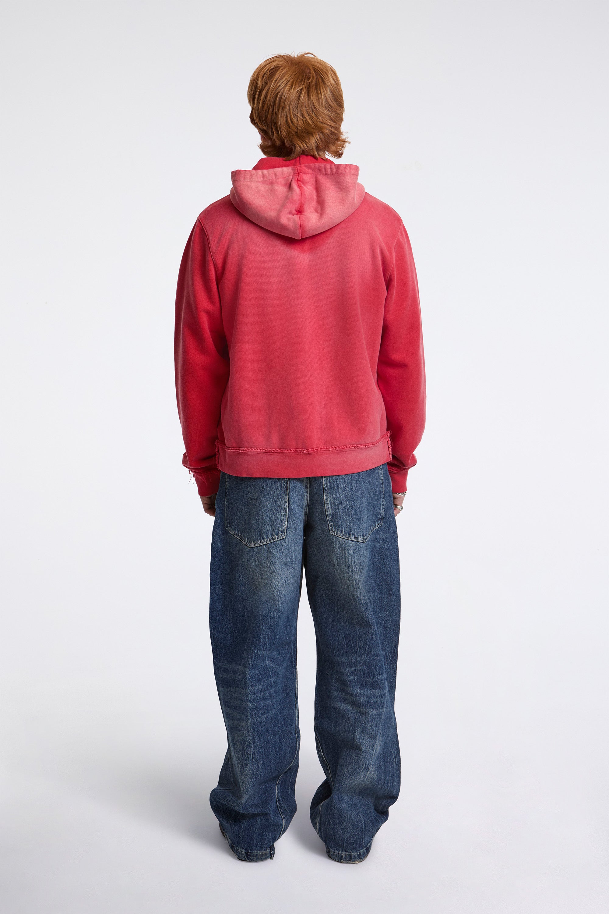 Fitted Zip Hoodie Red Sunfade