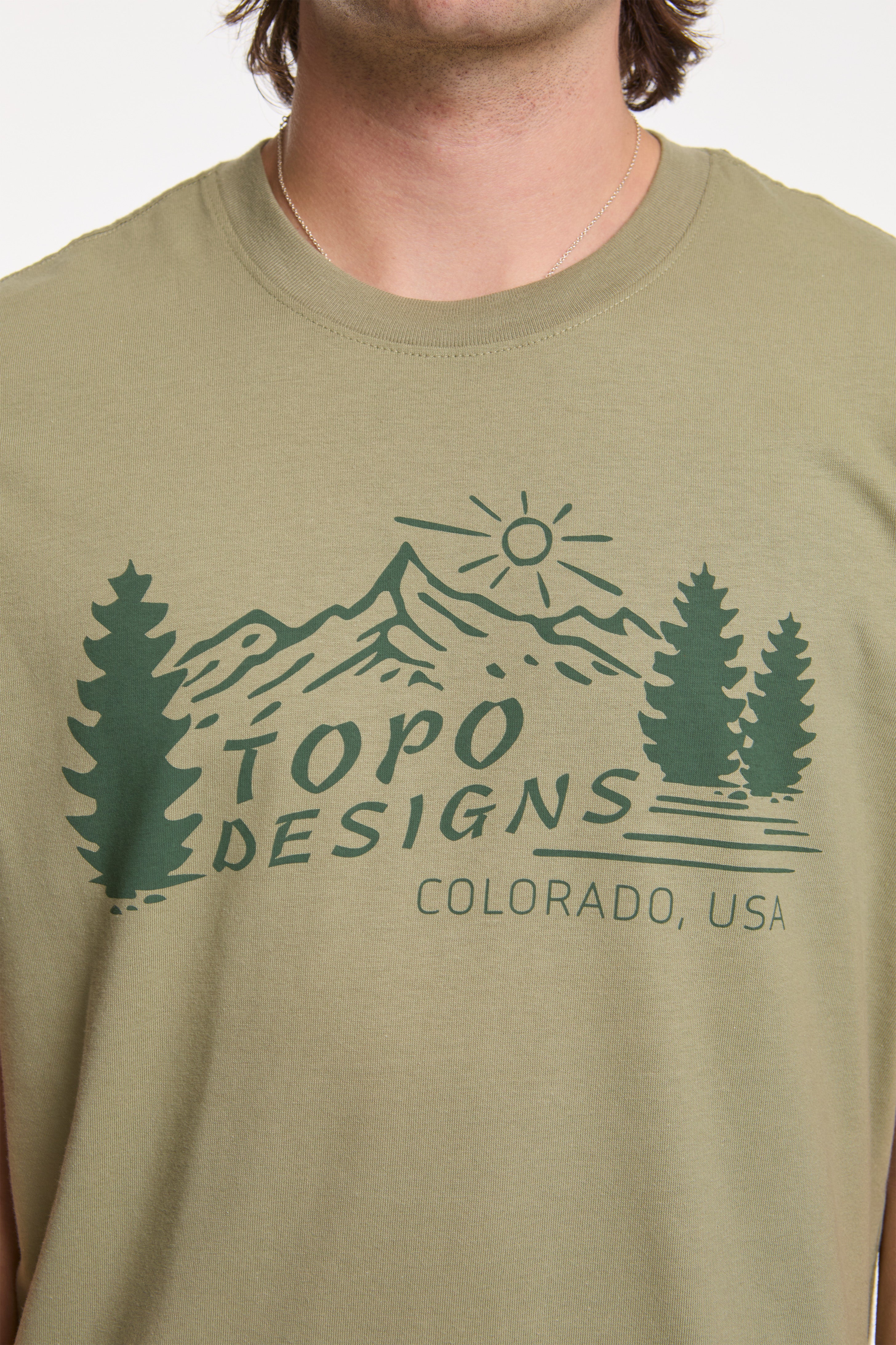 Mountain Scene Tee Mens Oil Green