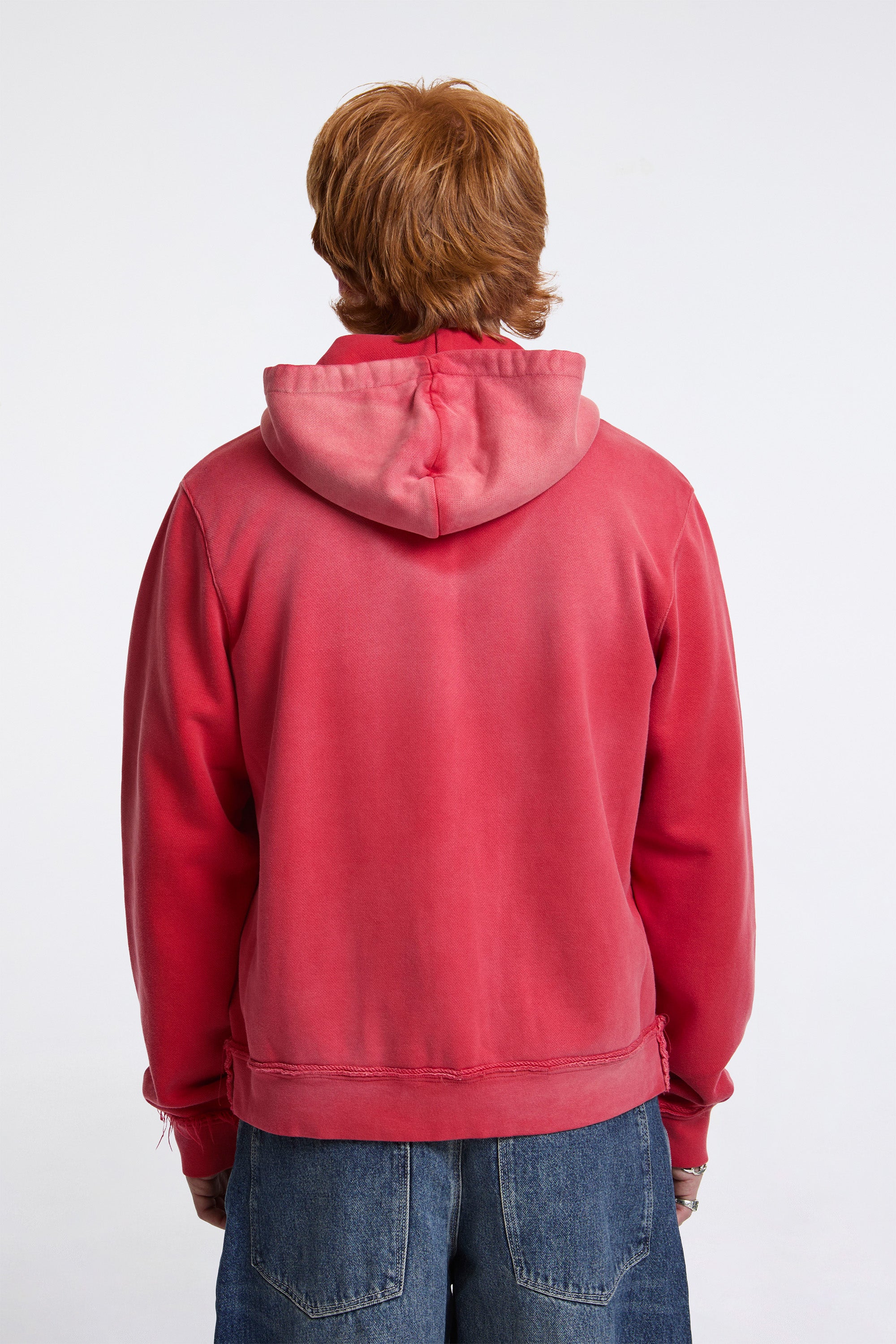 Fitted Zip Hoodie Red Sunfade