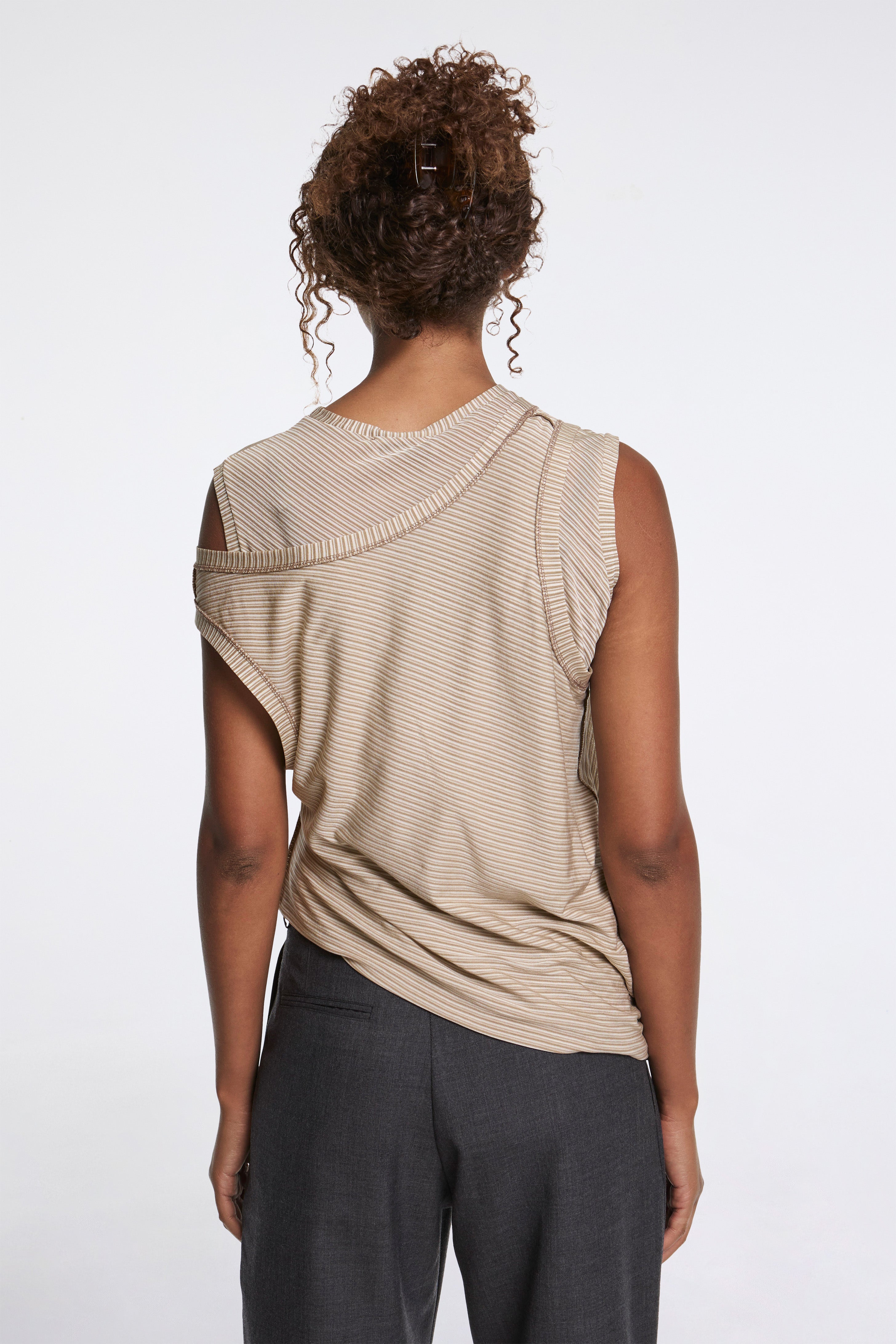 Double Layered Jersey Tank Sesame Stripe
