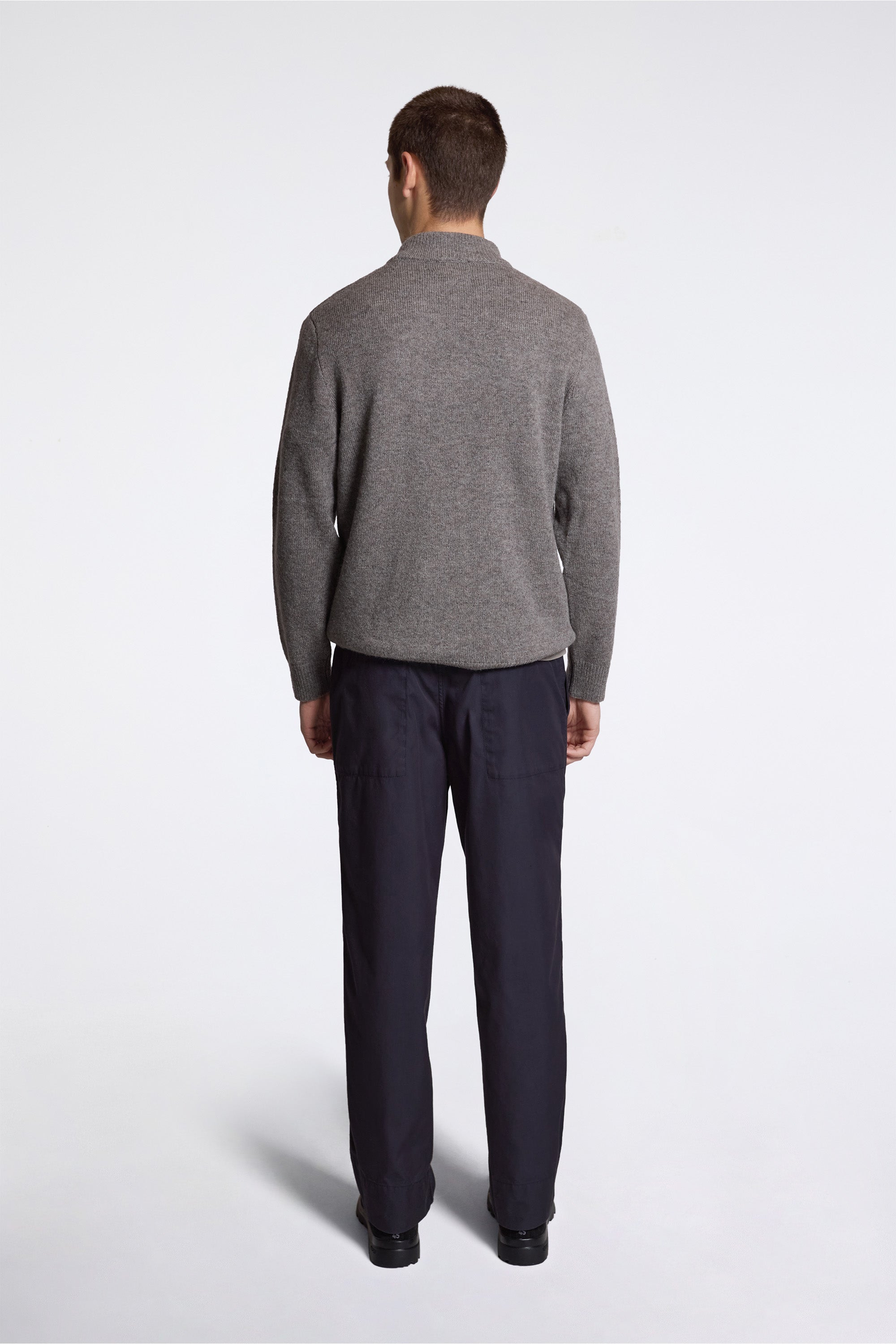 Shetland Wool 1/4 Zip Sweater Stone Heather
