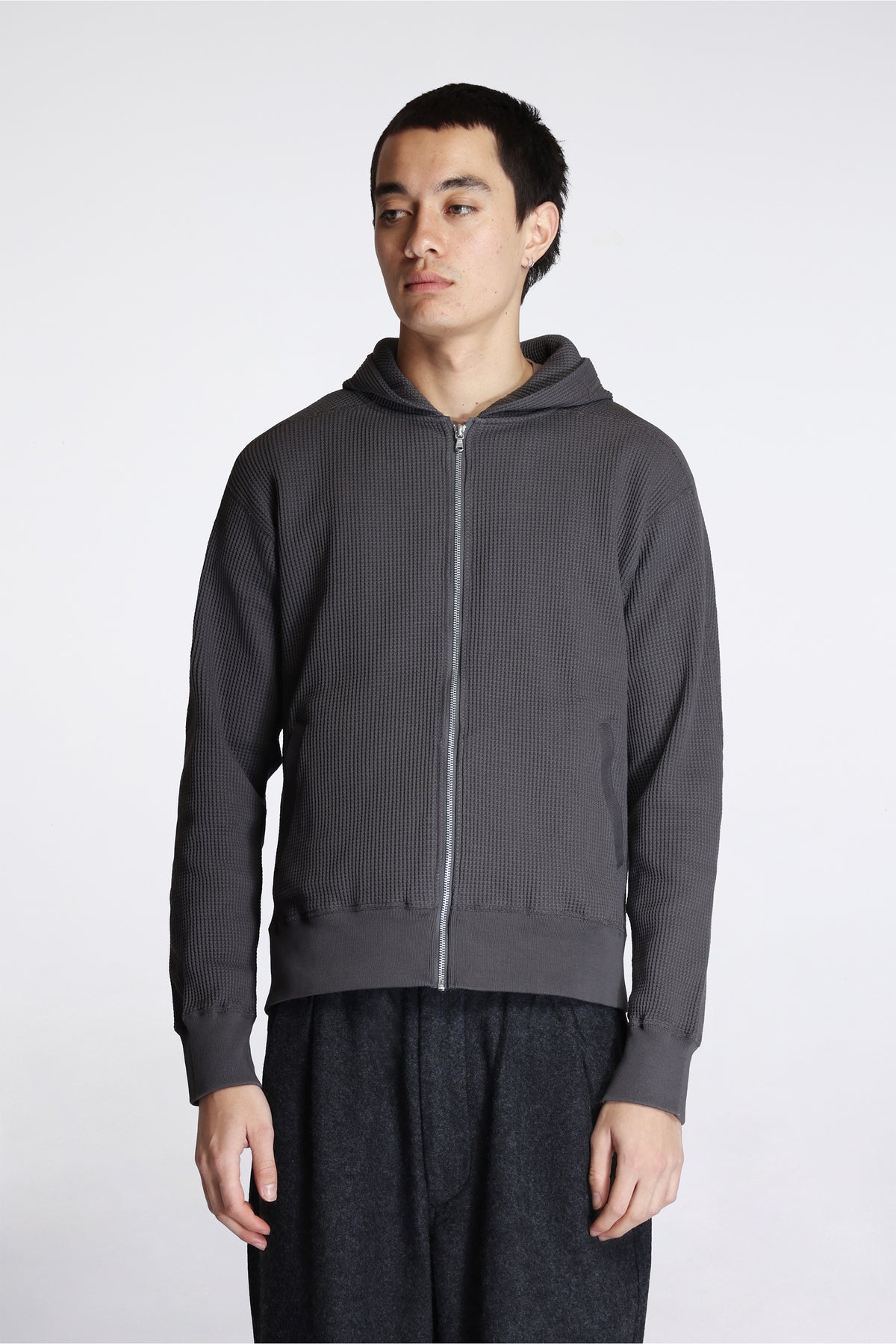 Zip Up Thermal Hoodie Charcoal