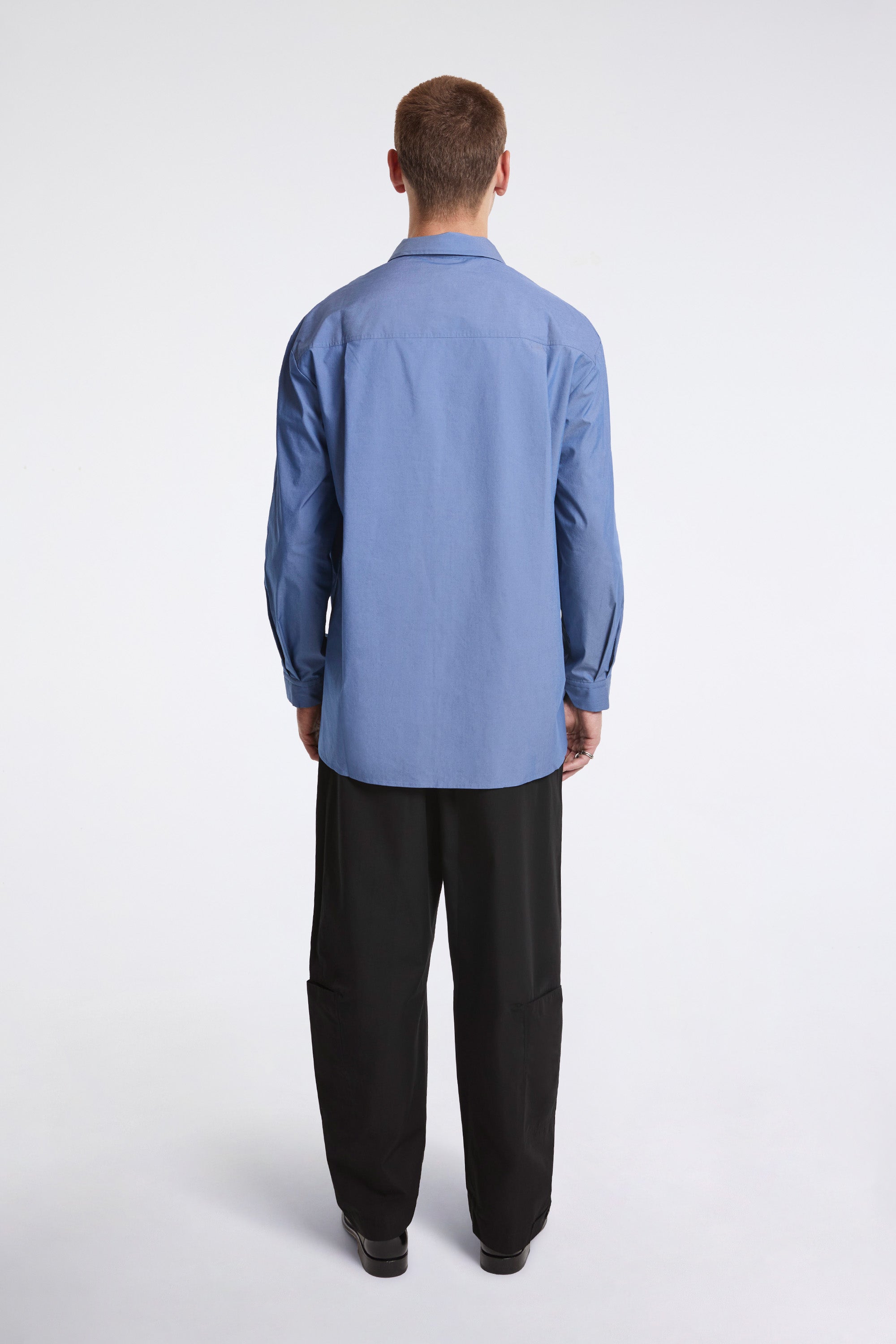 Square Pocket Oversized Shirt Blue