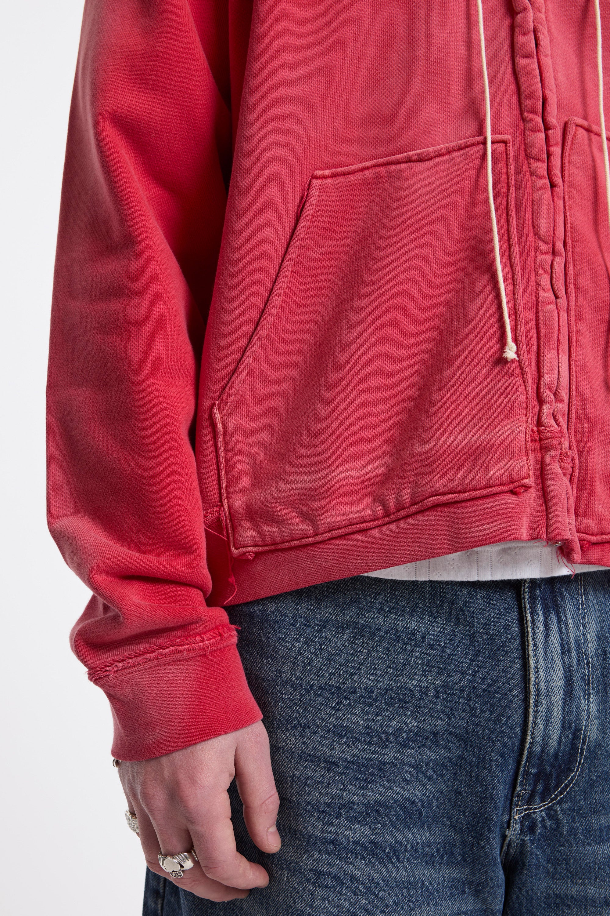 Fitted Zip Hoodie Red Sunfade