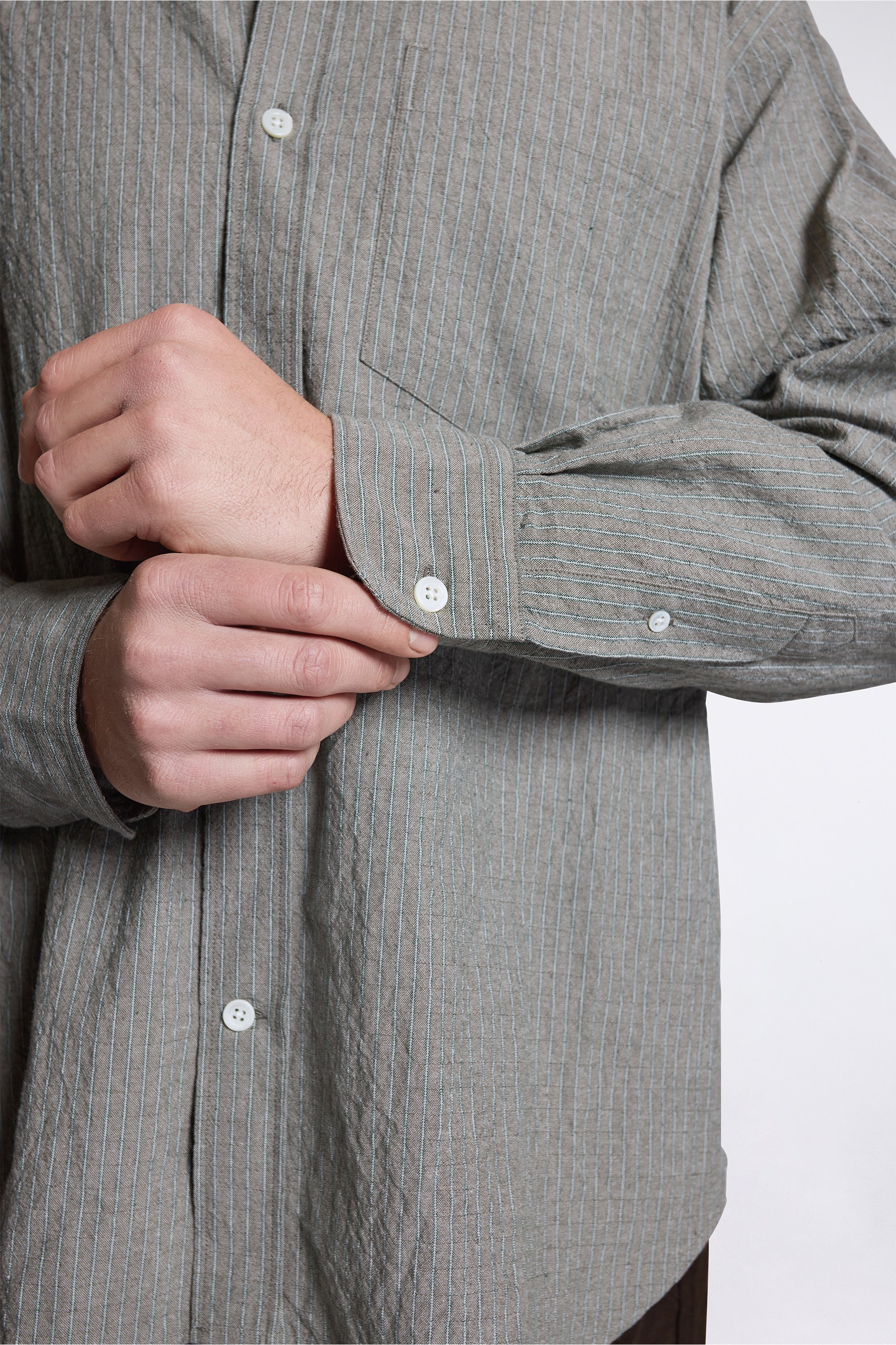 Falster Oversized Textured Stripe Shirt Vetiver