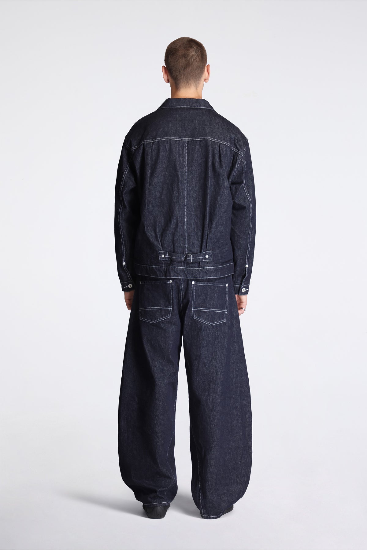 Barrel Denim Jeans Navy/White