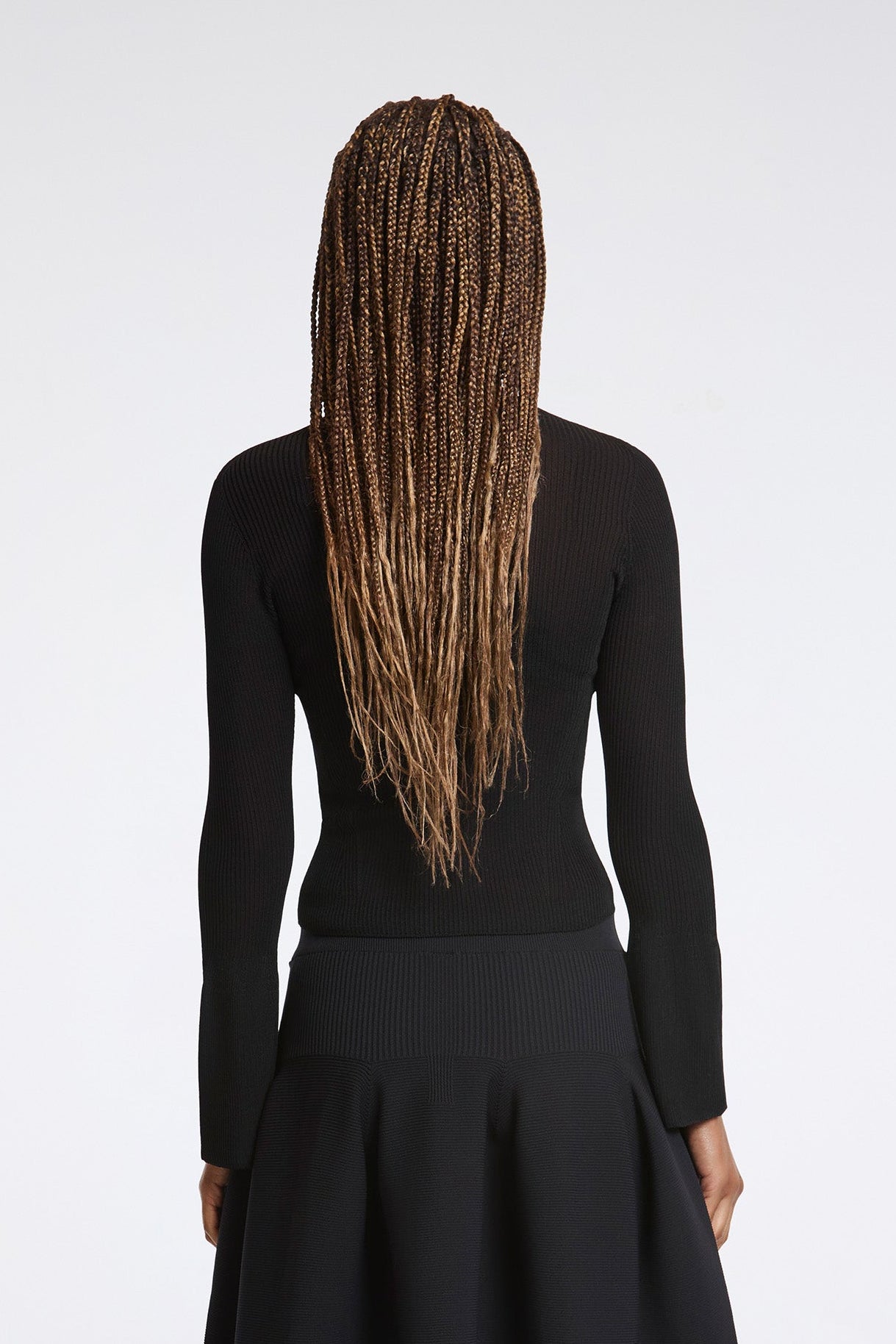 Soft Portrait Long Bell Sleeve Top Black