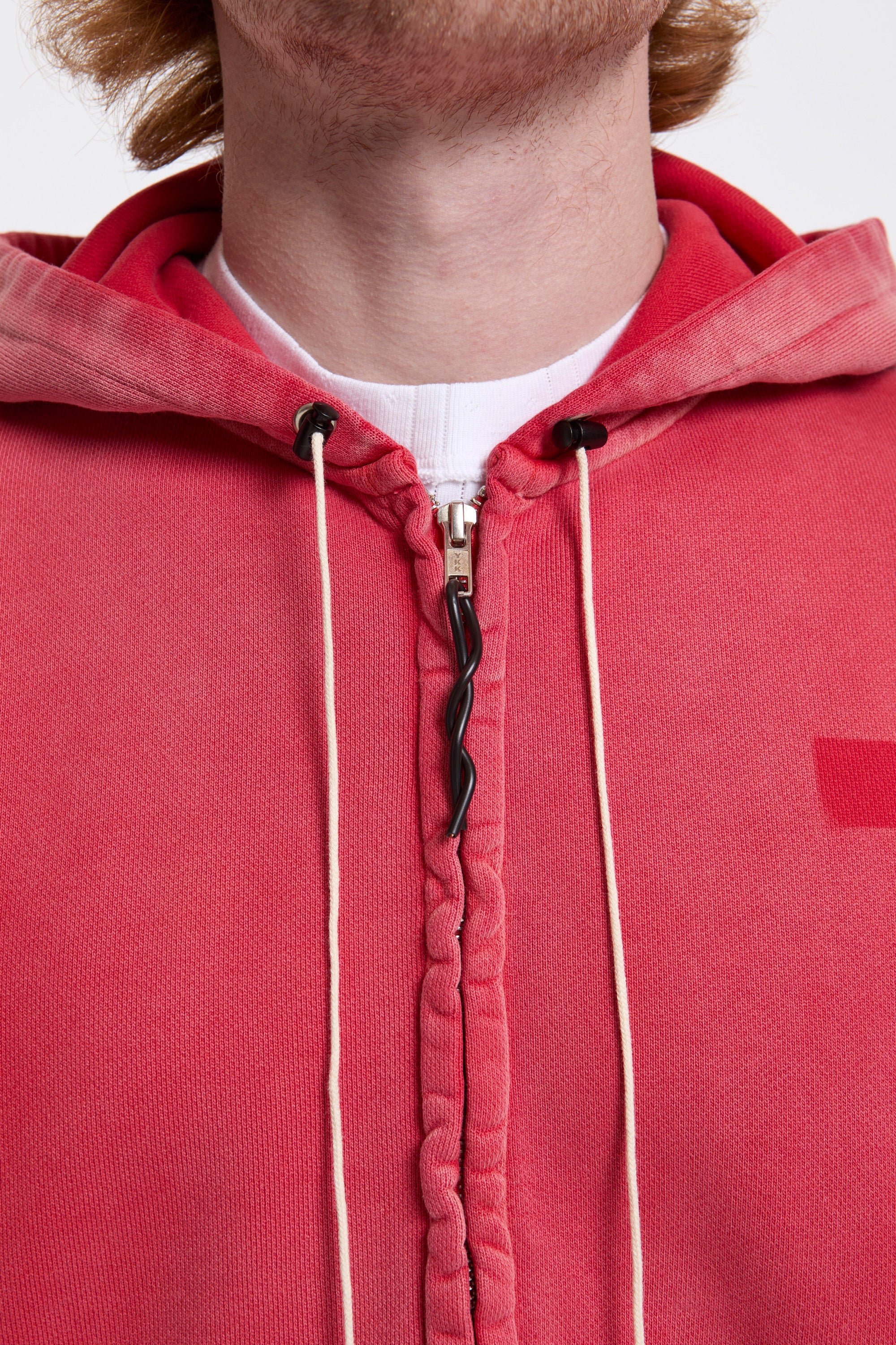 Fitted Zip Hoodie Red Sunfade